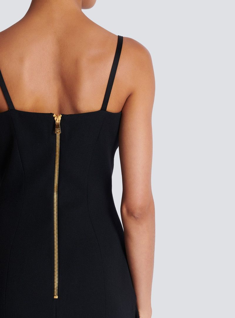 Balmain o1s1wg110526 Long Strappy Grain de Poudre Dress in Black Size M / US 6-8 / IT 42-44 - 8 Thumbnail