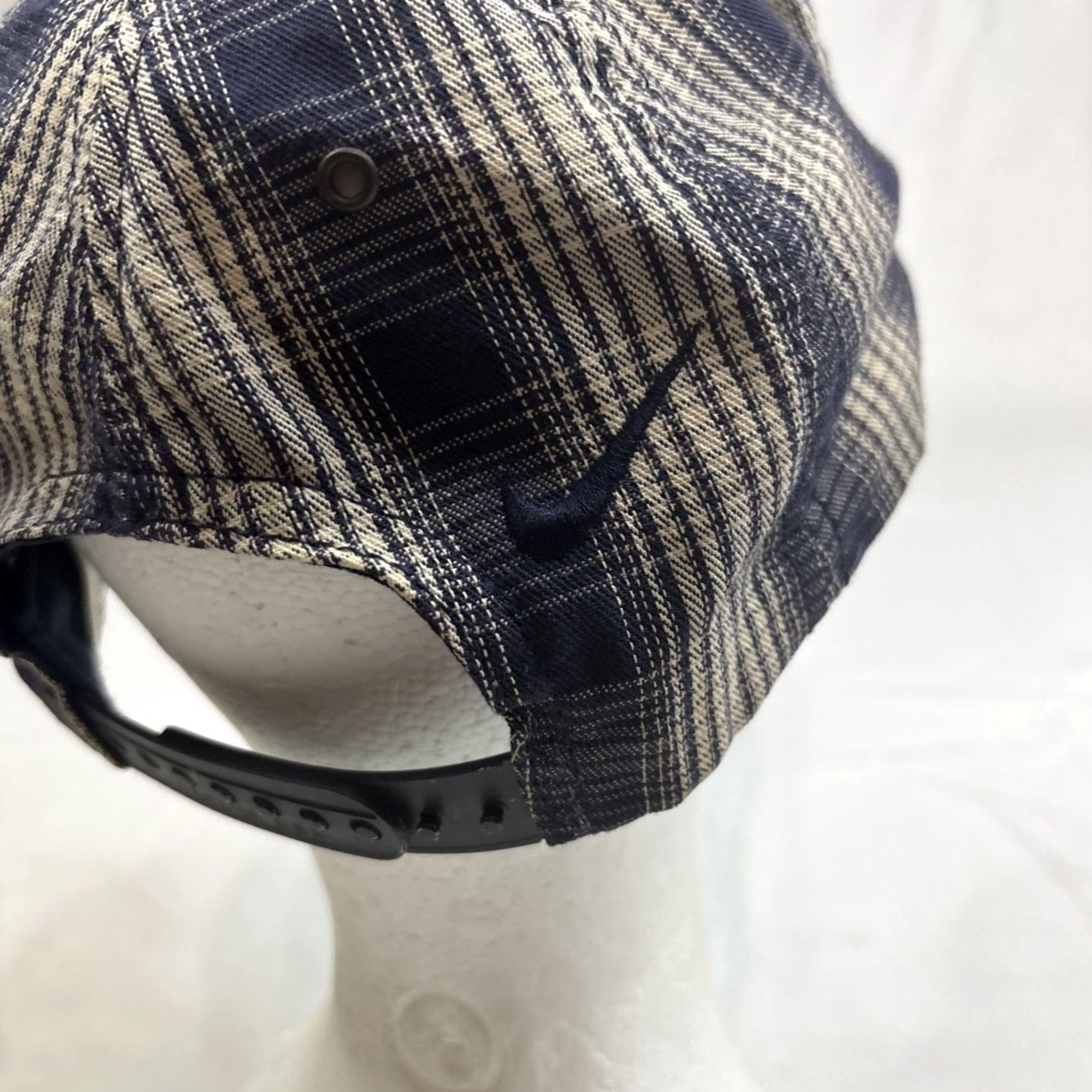 Nike Nike Strapback Baseball Cap Blue Plaid Off Center Made In USA Suede Brim - Vintage Size ONE SIZE - 5 Thumbnail