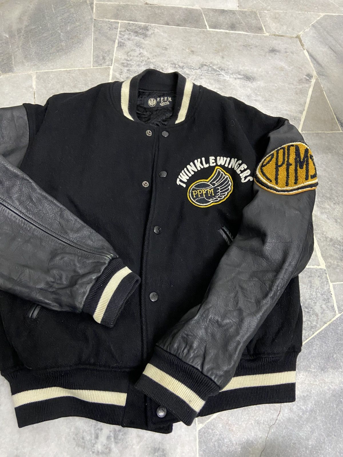 PPFM PPFM Wool Leather Black Varsity Jacket Size US M / EU 48-50 / 2 - 5 Thumbnail