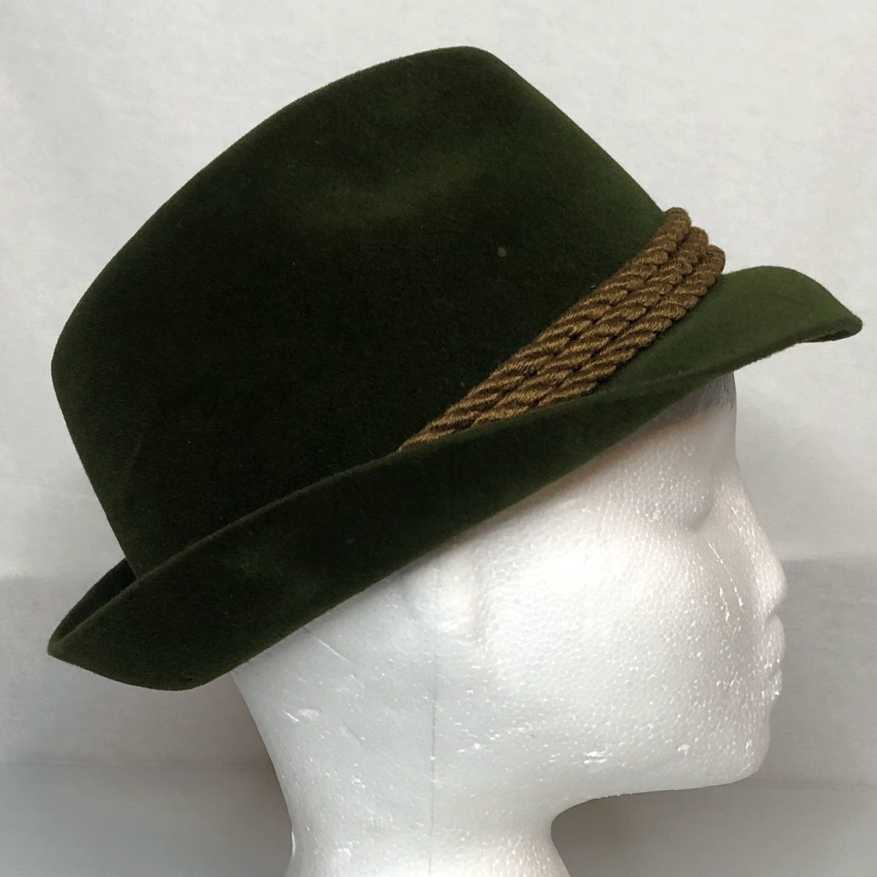 FELT VINTAGE Resistol Manhattan Fedora Hat Men 6 7/8 Green Felt Casual German Style Size ONE SIZE - 3 Thumbnail