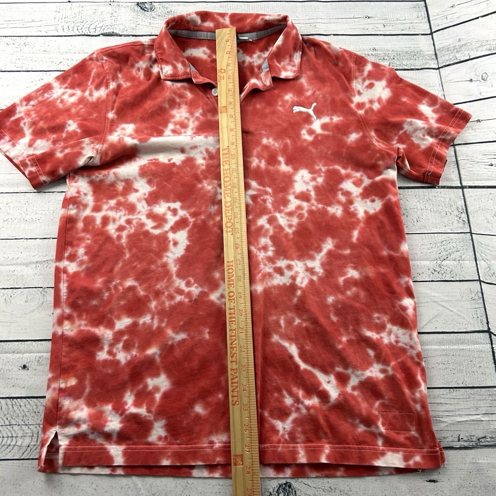 Puma PUMA Short Sleeve Tie Dye Golf Polo Shirt Men's M Red White Shirt Mens Short Sleeve Polo Tie Dye Golf Shirt Size US M / EU 48-50 / 2 - 4 Thumbnail