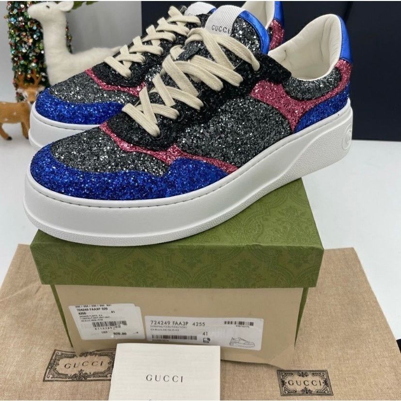 Gucci Women’s Gucci, glitter trainer low top sneakers size 41 Size US 11 / IT 41 - 3 Thumbnail