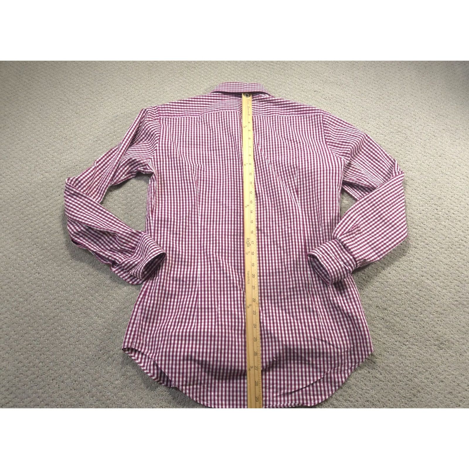 Kamakura Shirt Mens 15 32.5 Slim Fit Dress Burgundy Gingham Check Liberty Japan in Brown, Men's (Size 40r) — image 5 of 6