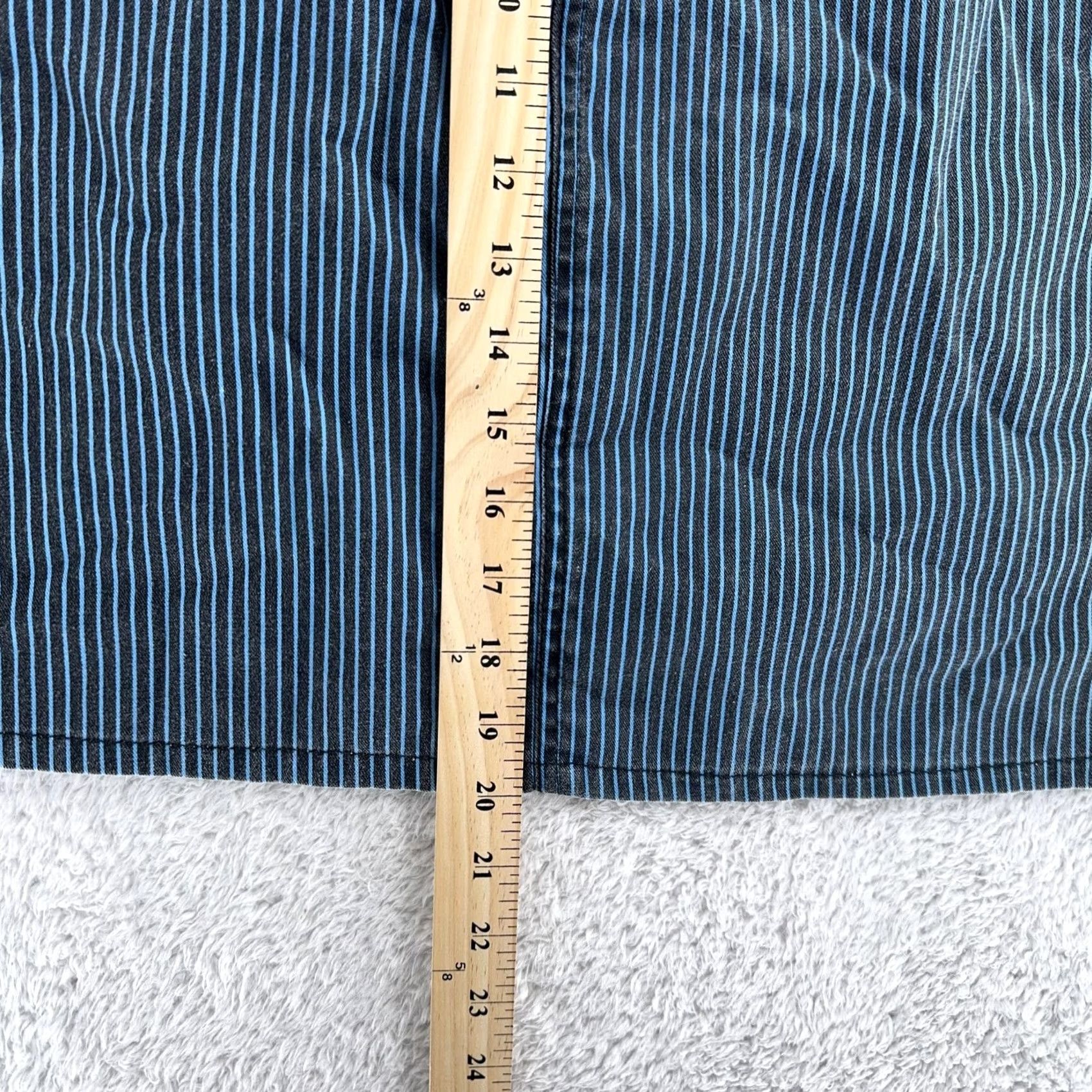 Vintage VINTAGE Gitano Skirt Denim High Striped AOL? 22 Womens Knee Length Blue Polyester Cotton Pockets Zip Rise High A-Line Juniors Size 22 Womens Sorry Size 40" / US 18 - 4 Thumbnail