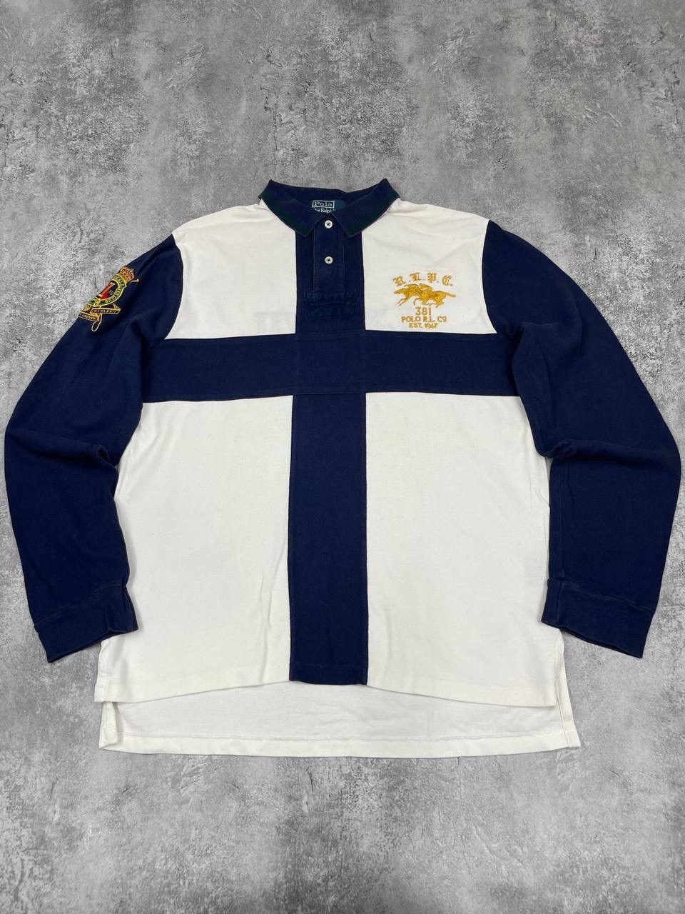 Polo Ralph Lauren Polo Ralph Lauren Men’s Long Sleeve Polo T-Shirt White Navy Size US L / EU 52-54 / 3 - 1 Thumbnail