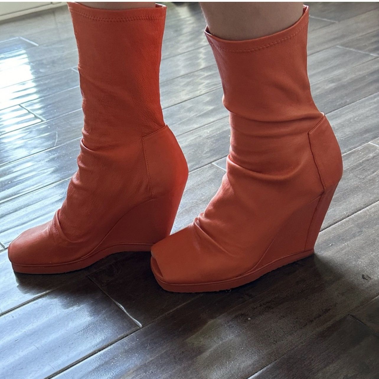 Rick Owens Rick Owens Leather Peep-Toe Boots Size US 8.5 / IT 38.5 - 1 Thumbnail
