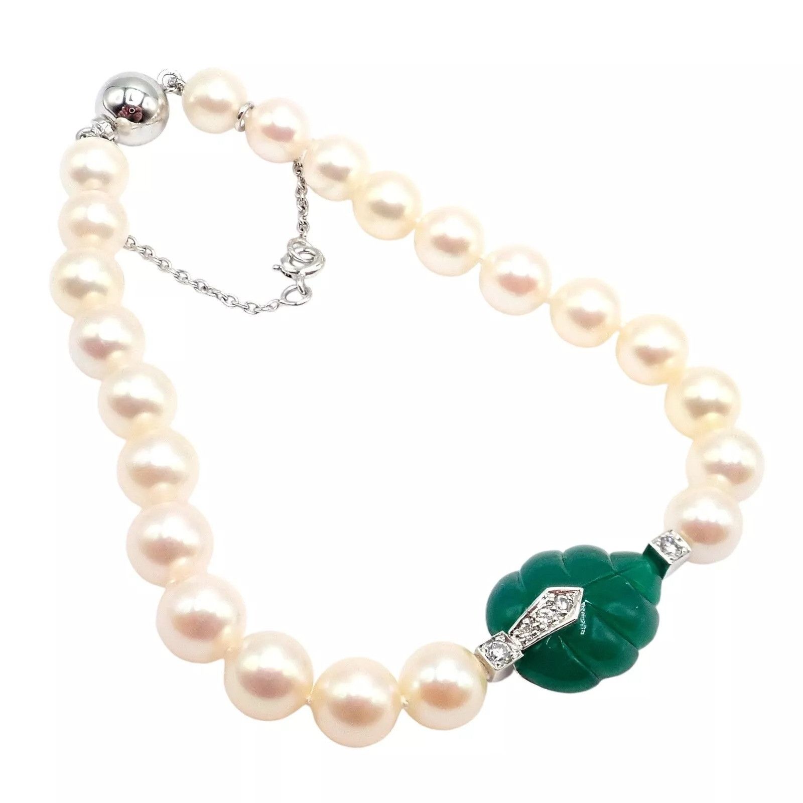 Cartier Cartier 18k 7mm Pearl Diamond Chalcedony Patiala Bracelet Size ONE SIZE - 9 Thumbnail
