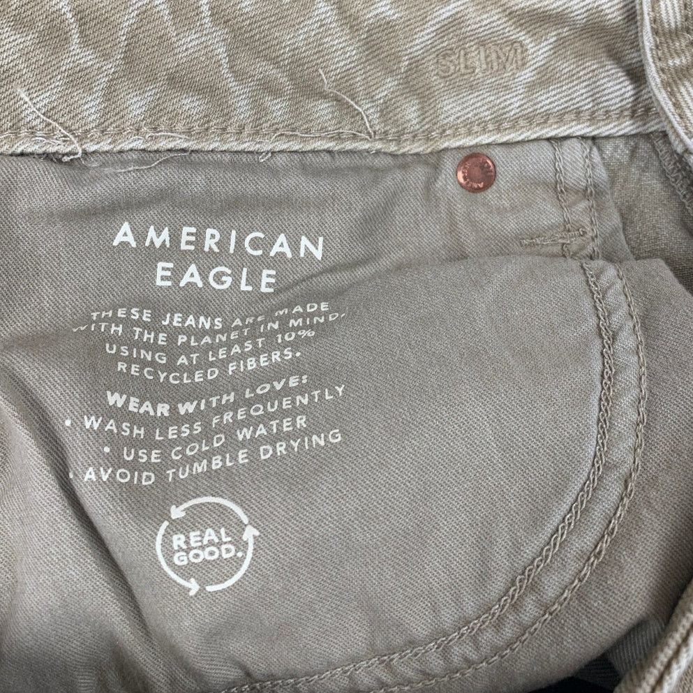 American Eagle Outfitters New AEO Men Size 32X32 Khaki Slim Fit Denim Jeans w Flaw Size US 32 / EU 48 - 6 Thumbnail
