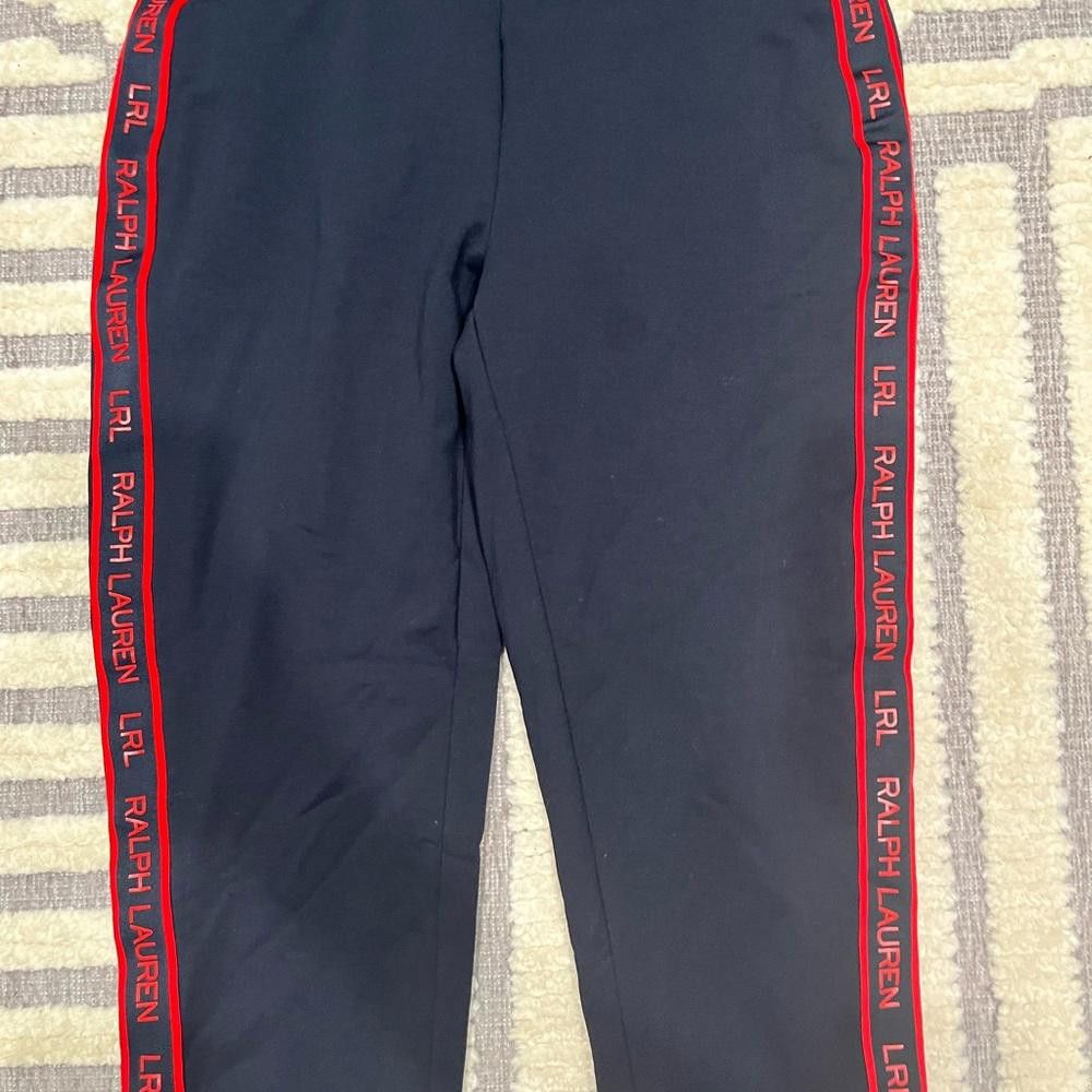 Lauren Ralph Lauren LRL Ralph Lauren Navy Silicone Red Logo Striped LEGGINGS Size 36" / US 14 / IT 50 - 3 Thumbnail