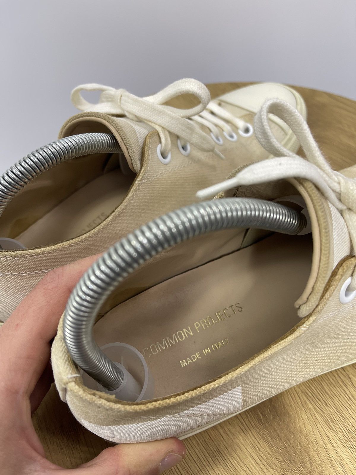Common Projects Common Projects Beige Cotton and Leather Low SneakersEU 42 Size US 8 / EU 41 - 6 Thumbnail