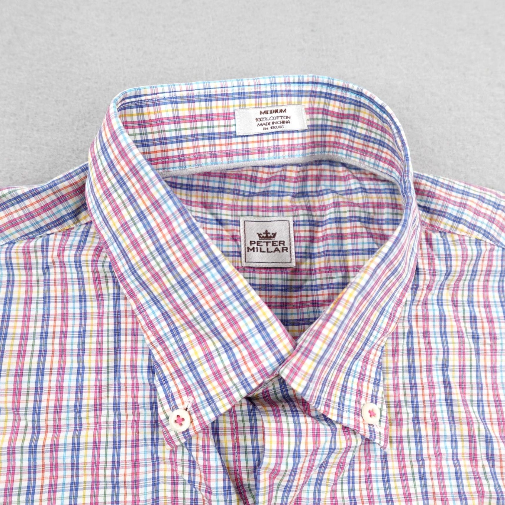Peter Millar Peter Millar Shirt Mens Medium Blue White Pink Plaid Button Up Short Sleeve NEW Size US M / EU 48-50 / 2 - 2 Thumbnail