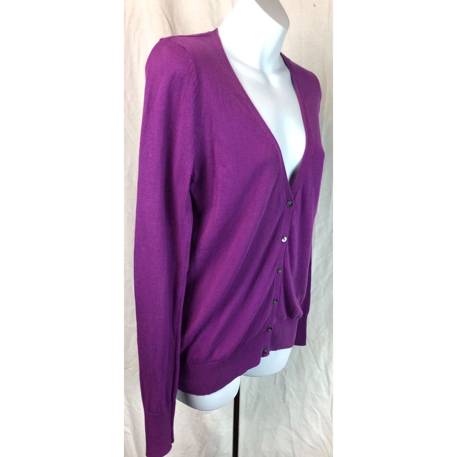 Old Navy VINTAGE Old Navy Cardigan Shirt XS Purple Button V-Neck Long Sleeve Knit Cotton 90s Preppy 90s Womens Size XS / US 0-2 / IT 36-38 - 2 Thumbnail