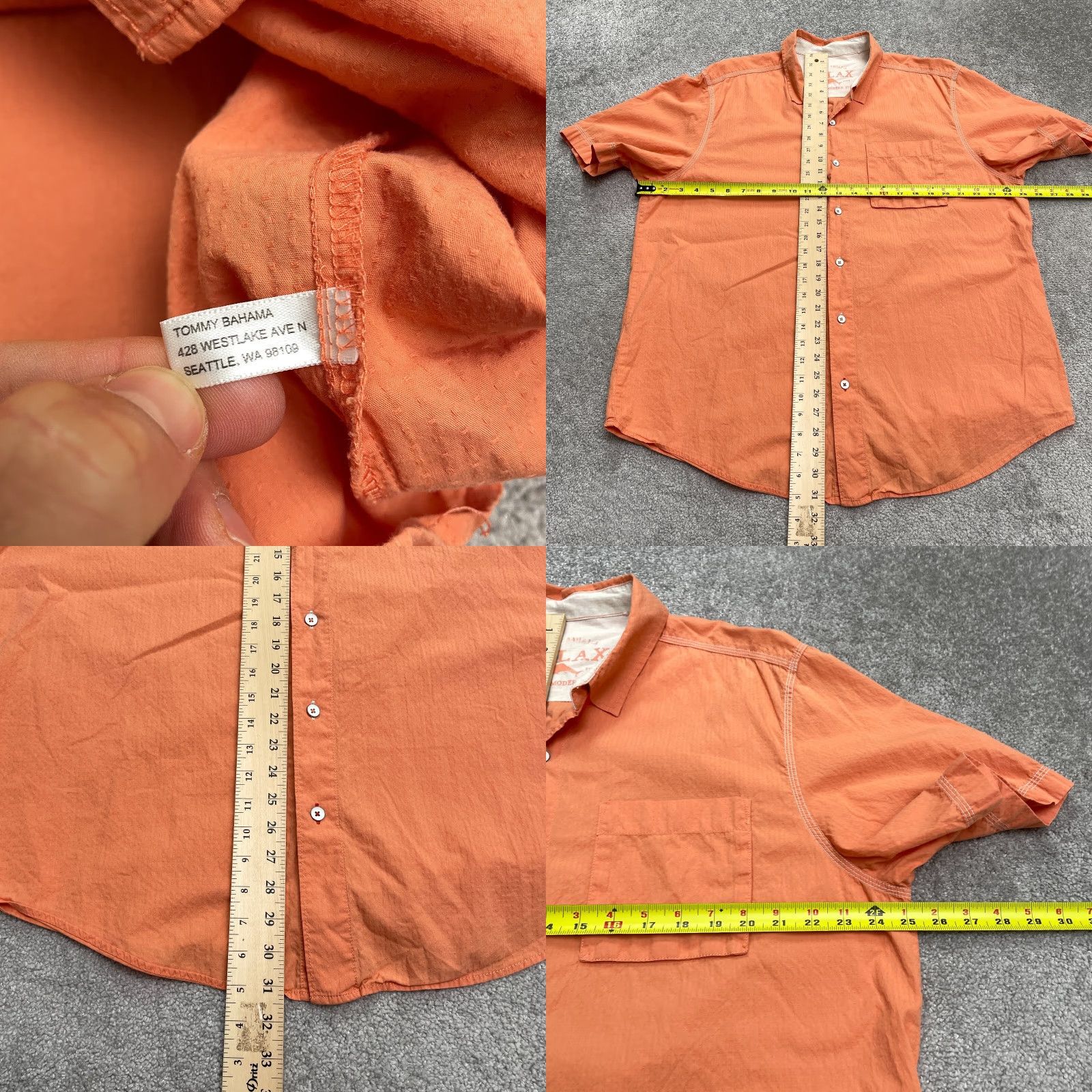 Tommy Bahama Tommy Bahama Shirt XL Orange Button-Down Short Sleeve Relaxed Cotton Beach Casual Mens Size US XL / EU 56 / 4 - 8 Thumbnail