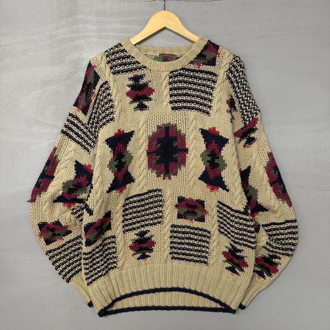 Boston Traders × Vintage Vintage Boston Traders Aztec Oversized Retro Sweater Large Size US L / EU 52-54 / 3 - 1 Thumbnail