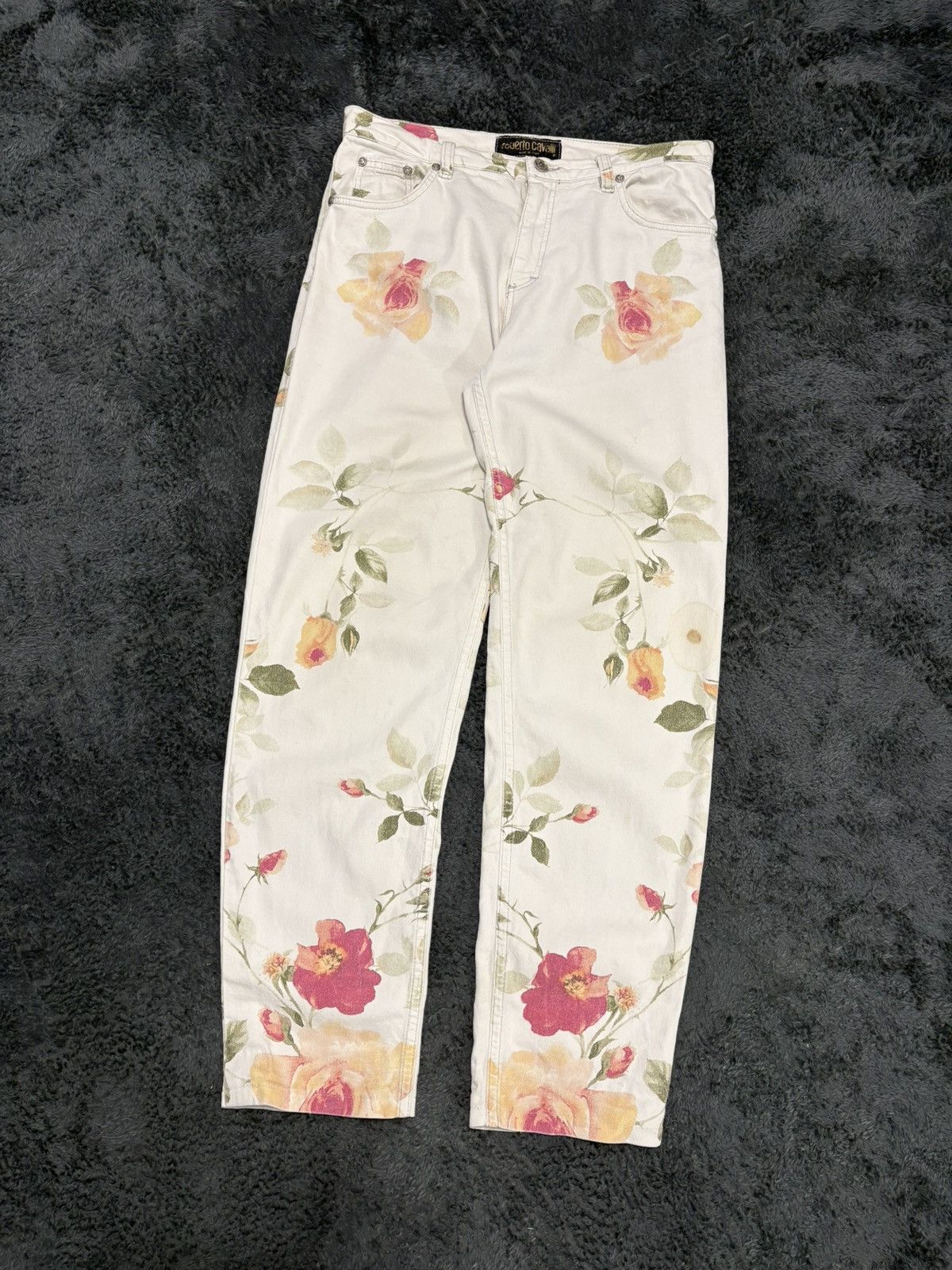 Roberto Cavalli Vintage Roberto Cavalli Flowers Rare Jeans Size 30" / US 8 / IT 44 - 1 Thumbnail