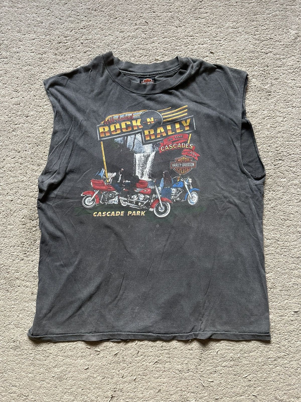 Harley Davidson 1990s Harley Davidson faded Sleveless Tshirt Size US XL / EU 56 / 4 - 1 Thumbnail