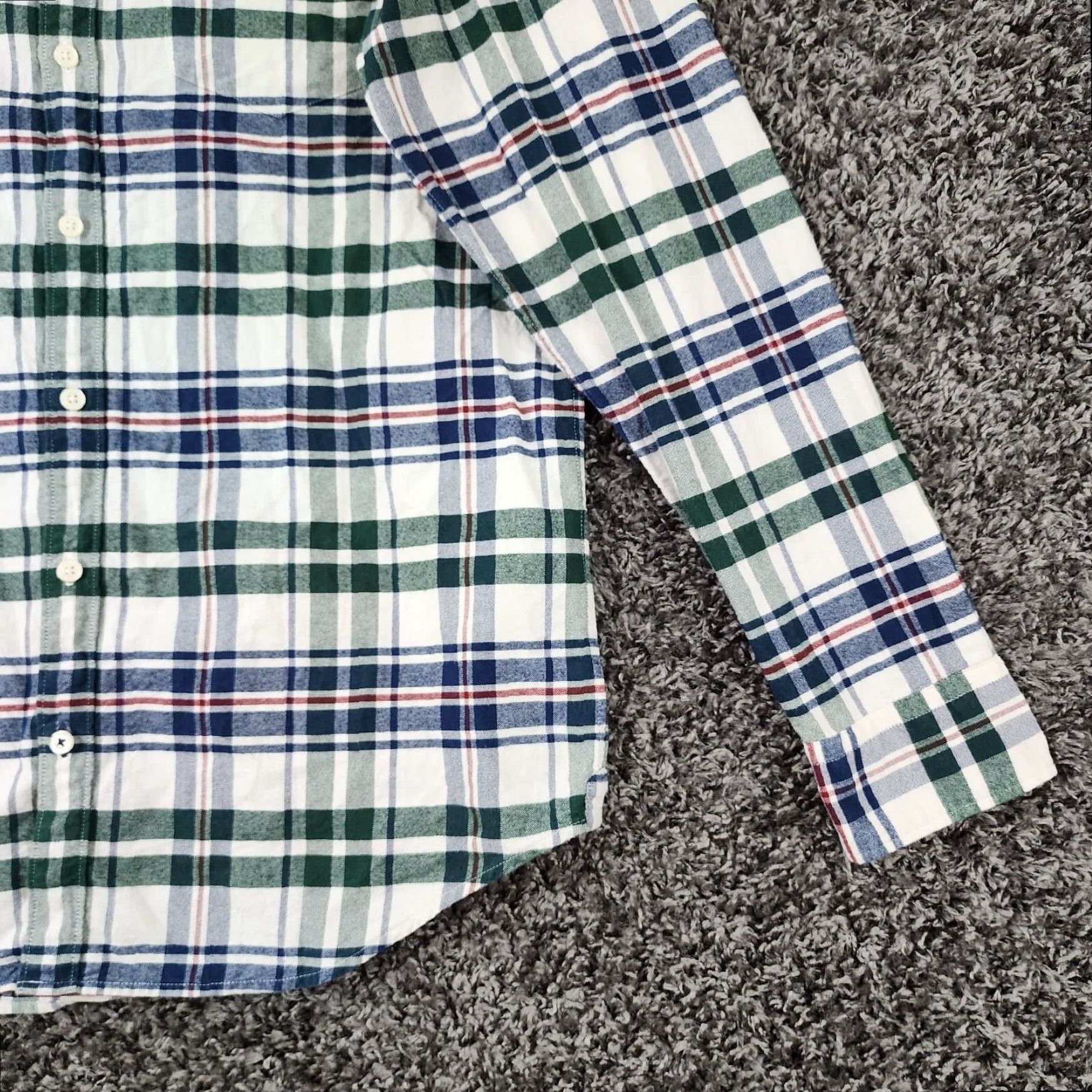 American Eagle Outfitters American Eagle Big & Tall Mens Plaid Flannel Shirt Long Sleeve Blue Green White Multicolor Size US L / EU 52-54 / 3 - 2 Thumbnail