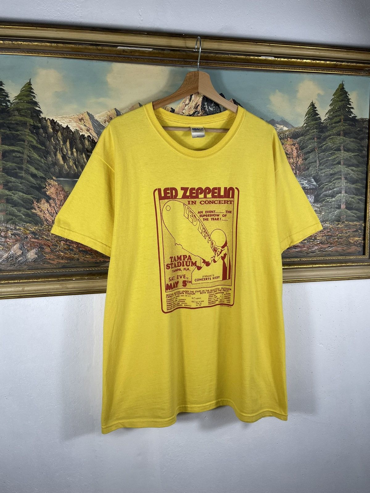 Band Tees × Led Zeppelin 2004 Led Zeppelin Yellow T shirt Tee Vintage Retro Y2k 00s Size US L / EU 52-54 / 3 - 3 Thumbnail