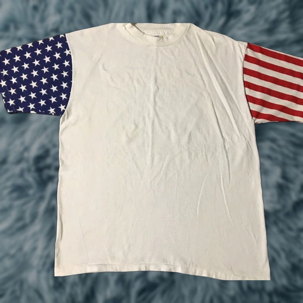 NASCAR VINTAGE 80s American Flag Shirt XL USA Army Military Biker AOP NASCAR Grunge Red White Size US XL / EU 56 / 4 - 1 Thumbnail