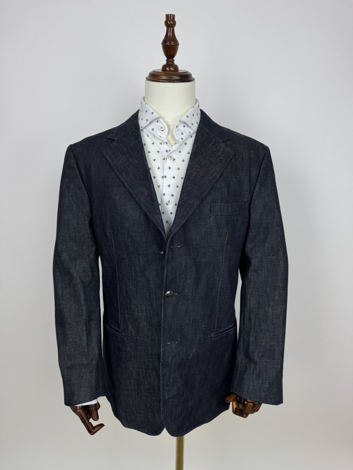 Other Denim Bespoke blue blazer indigo denim sports jacket Size 46R - 6 Thumbnail