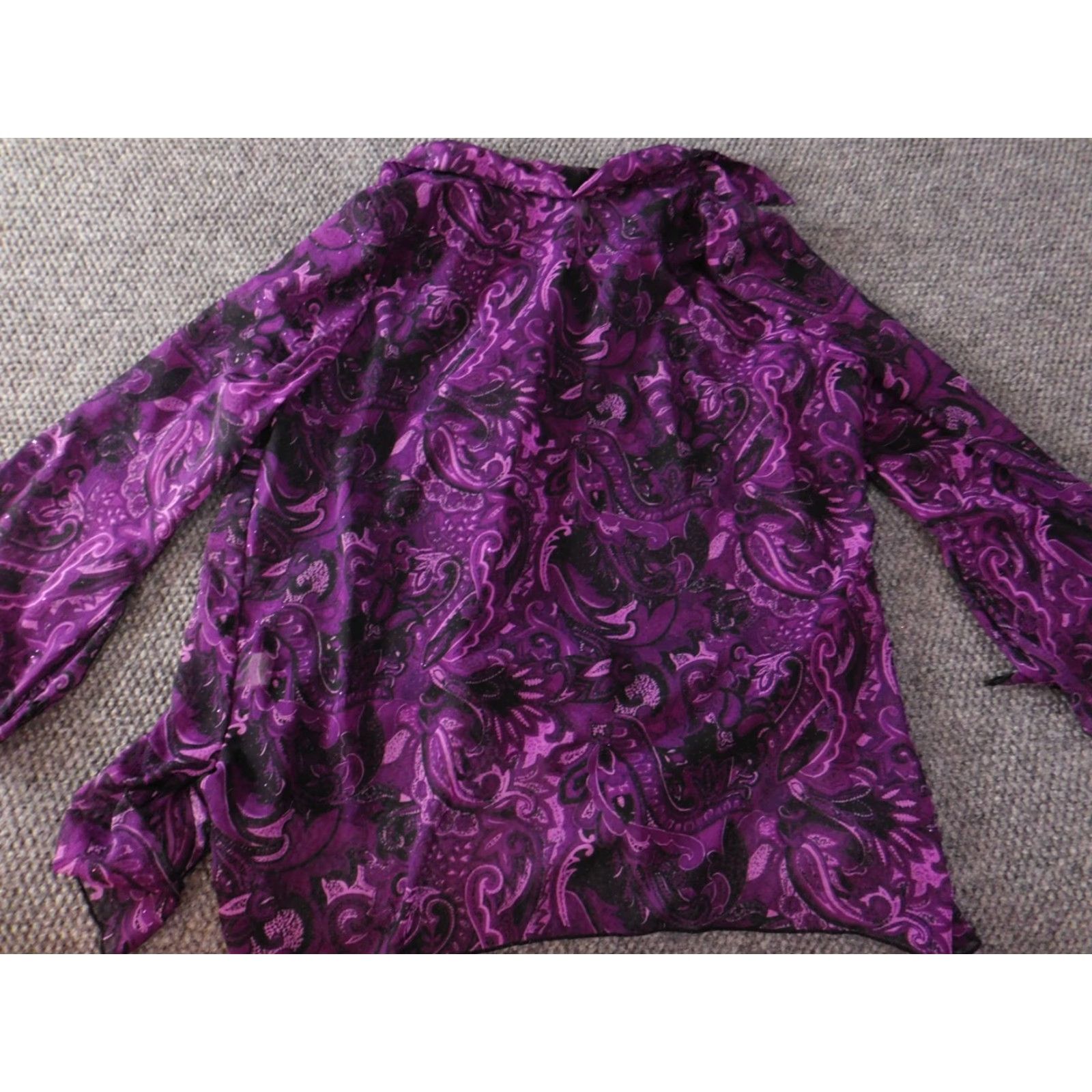 Vintage Dressbarn Blouse 16 Purple Floral Crew Neck Pullover Long Sleeve Casual Designer Top Womens Regular Size 16 Purple Floral Blouse Size XXL / US 16-18 / IT 52-54 - 7 Thumbnail