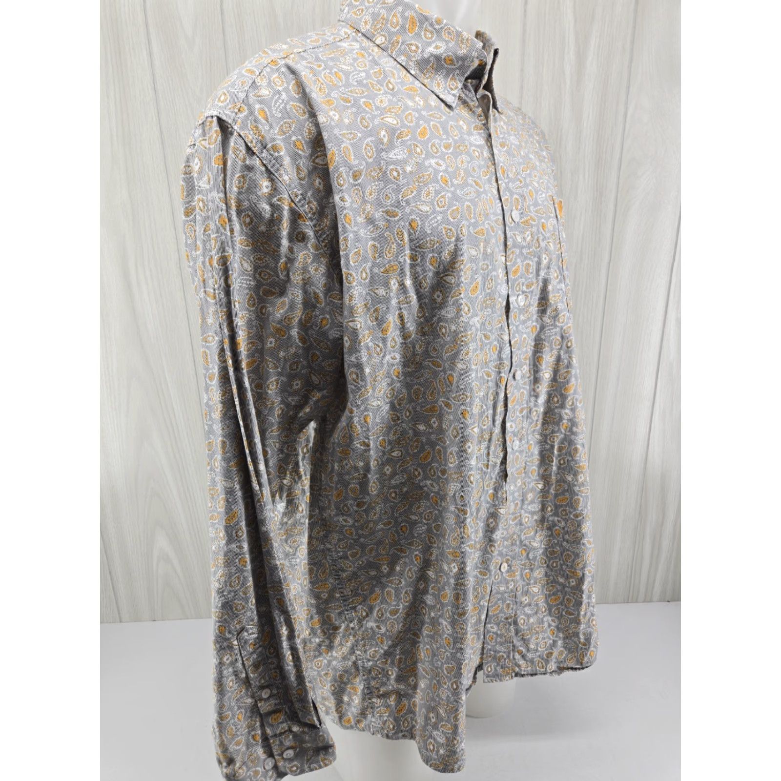 Vintage Cinch Long Sleeve Button Up Shirt Mens XL Gray Orange 100% Cotton Geometric Pattern Button-Down Collar Pockets Size US XL / EU 56 / 4 - 5 Thumbnail