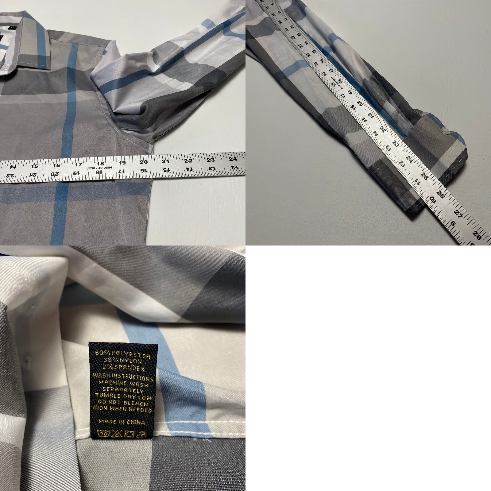 Cougar Platini Mens Shirt Button-Up Long Sleeve Plaid Gray Blue Cougar Button Up Shirt M Size US M / EU 48-50 / 2 - 8 Thumbnail