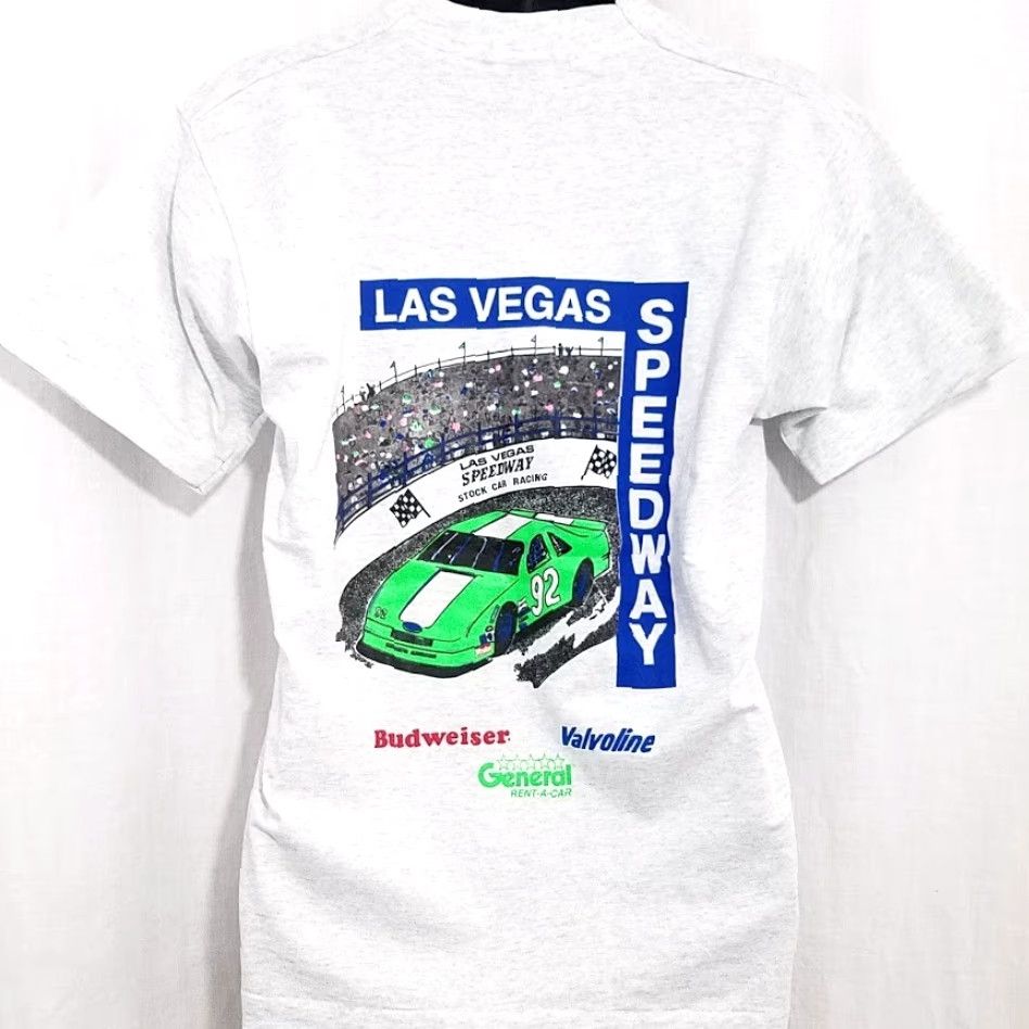 Vintage VINTAGE Screen Stars T-Shirt Las Vegas Speedway Racing Budweiser 90s NASCAR Gray L Mens USA Shirt Size US L / EU 52-54 / 3 - 5 Thumbnail