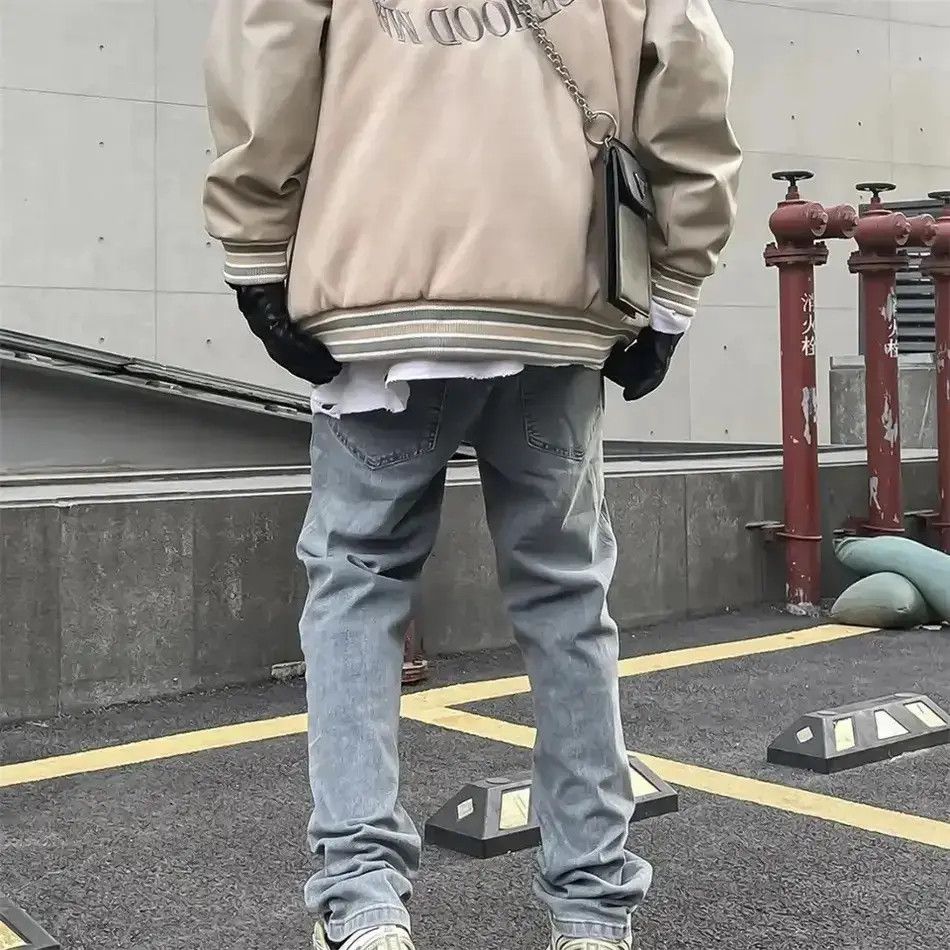 Japanese Brand Asymmetric ripped jeans holes baggy y2k K pop Harajuku Size US 30 / EU 46 - 2 Thumbnail