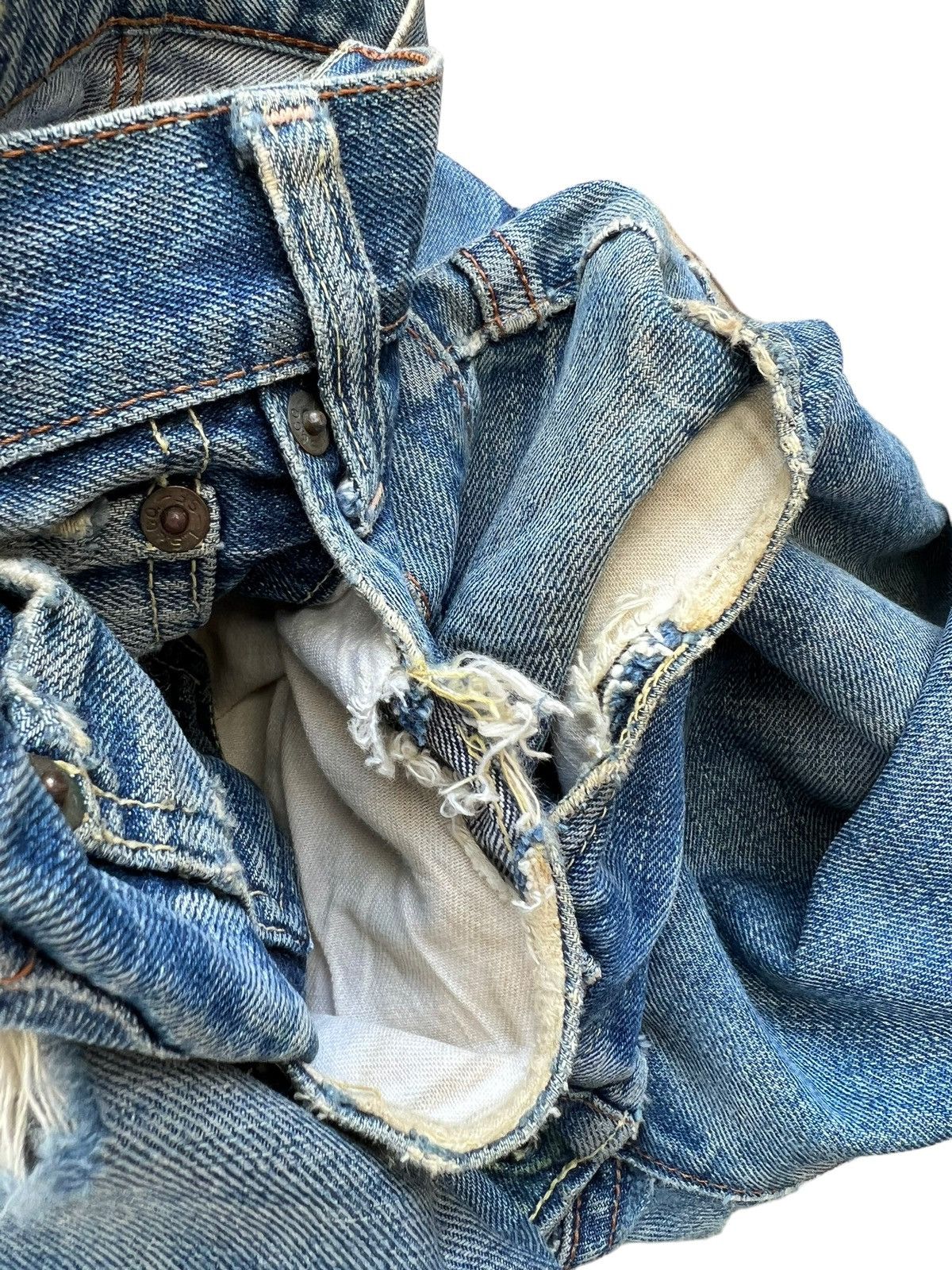 Levi's Trashed Vintage 70s Levi’s 501 Big E #6 Denim Redline Jeans Size US 30 / EU 46 - 23 Thumbnail