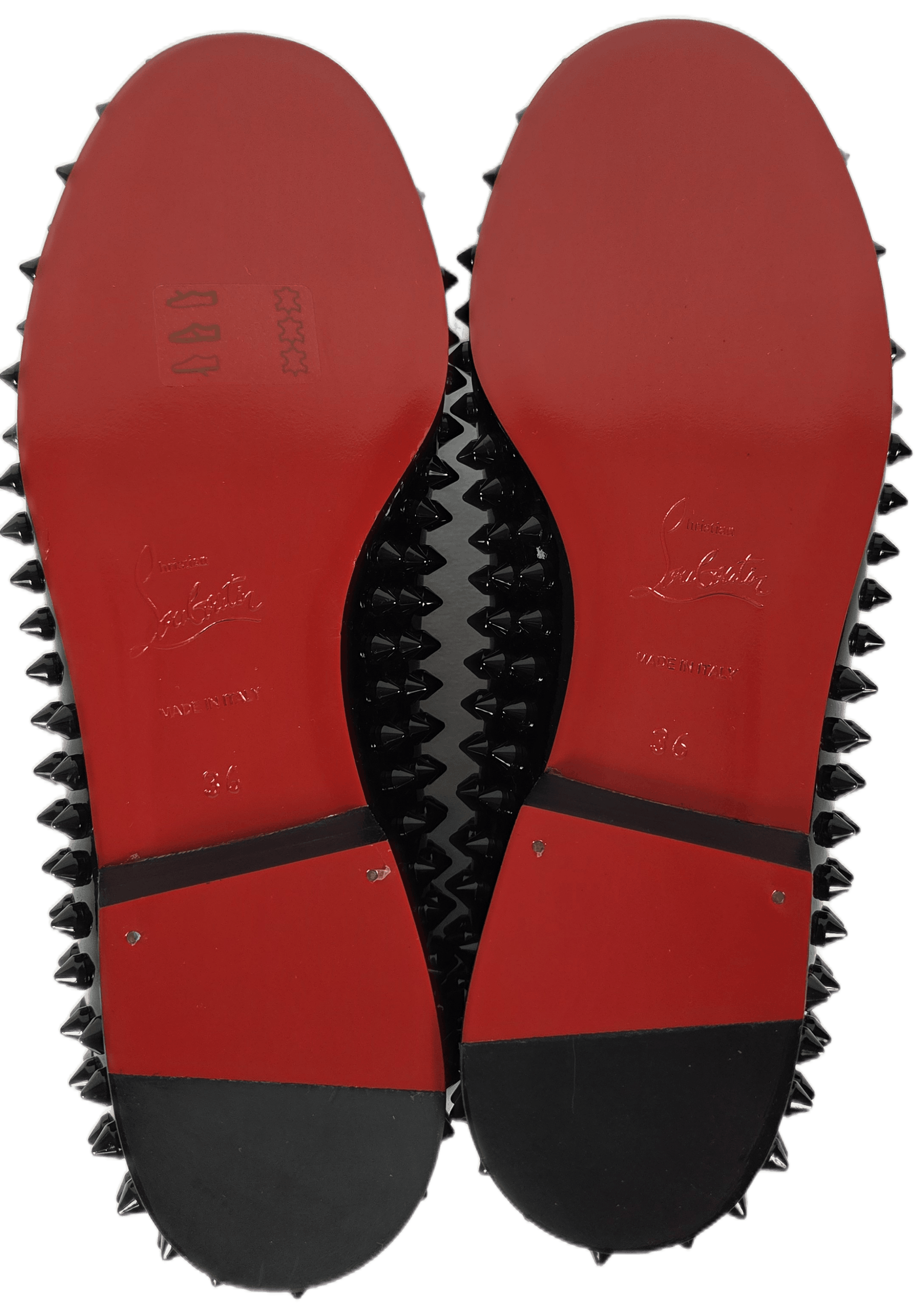 Christian Louboutin Rolling Spikes Flat Patent Calf/GG Flat loafers slip on Size US 6 / IT 36 - 5 Thumbnail