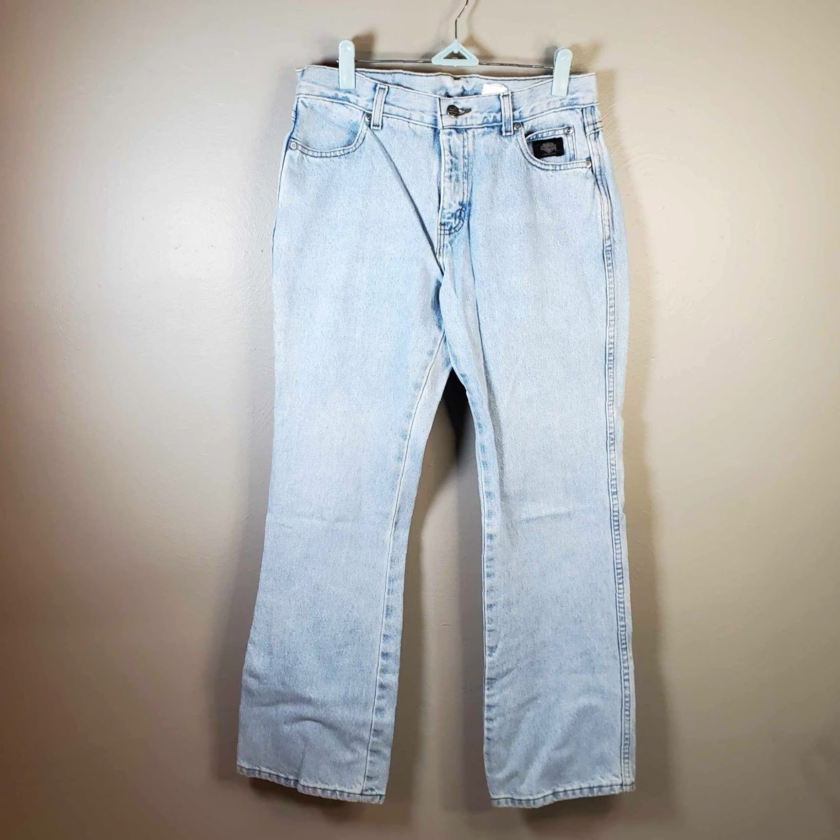 Harley Davidson VINTAGE Harley-Davidson Jeans Bootcut 8R Women's Blue Biker 2003 Y2K 30x29 Size 30" / US 8 / IT 44 - 7 Thumbnail