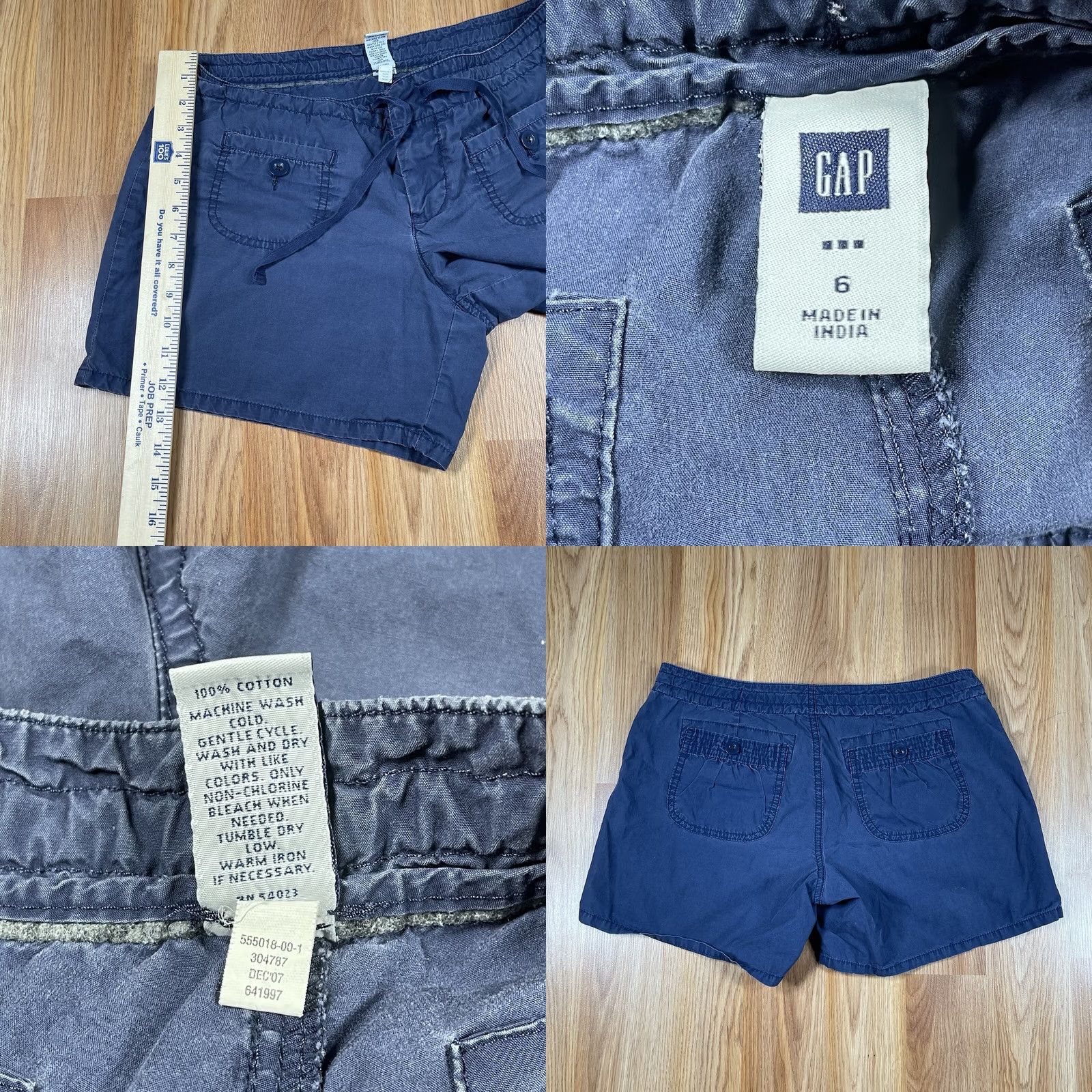 Gap Gap Shorts Womens Size 6 Navy Blue Chino Khaki 100% Cotton Flat Front Pockets Size 28" / US 6 / IT 42 - 8 Thumbnail