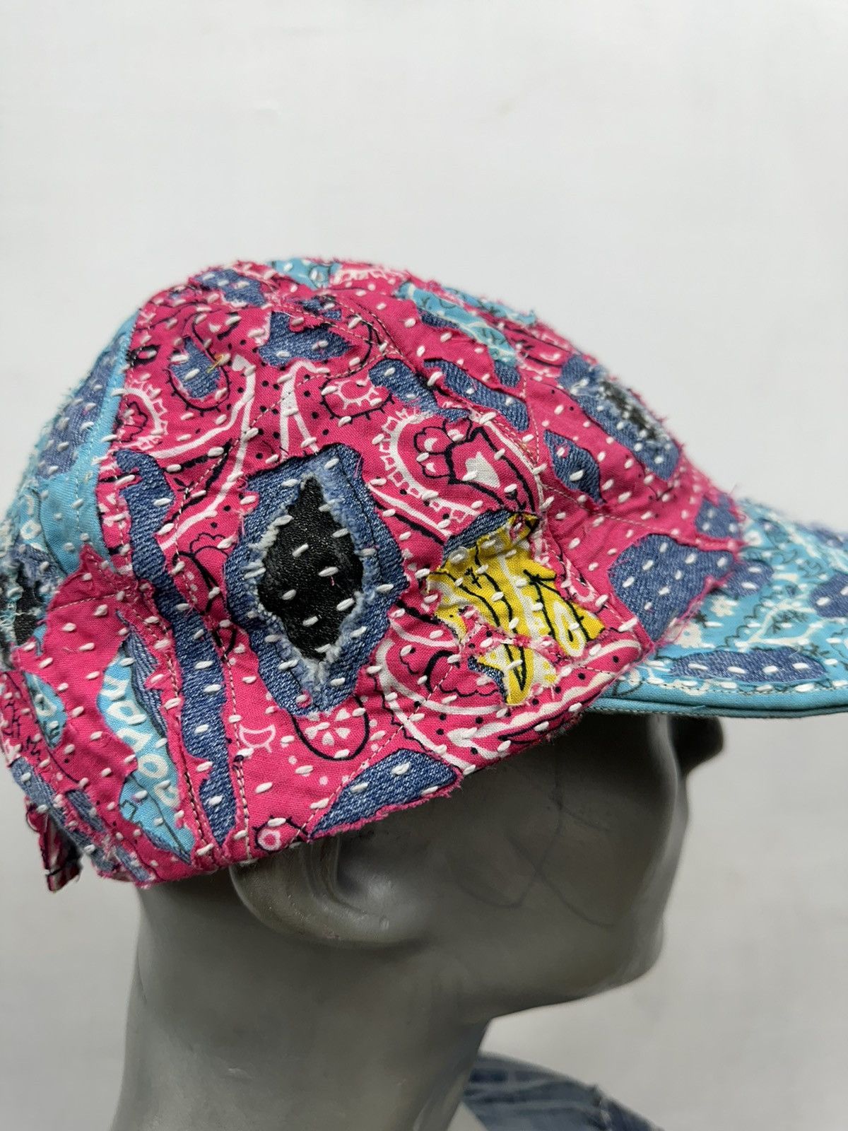 Art Comes First × Handmade Custom Made Distressed Paisley Patchwork Boro hats Size ONE SIZE - 9 Thumbnail