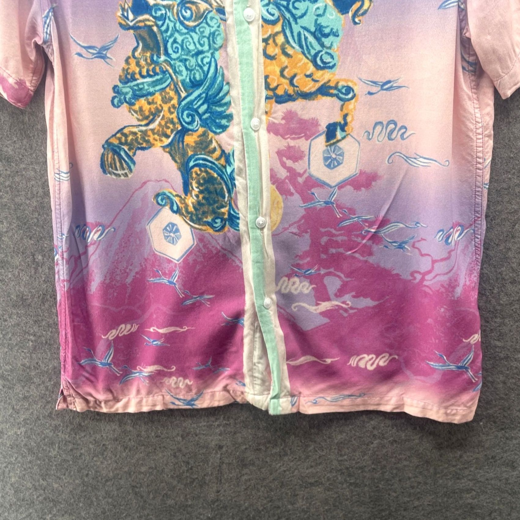 Topman VINTAGE? No. Topman Camp Shirt Mens M Purple Chinese Dragon Print Resort Short Sleeve Size US M / EU 48-50 / 2 - 4 Thumbnail