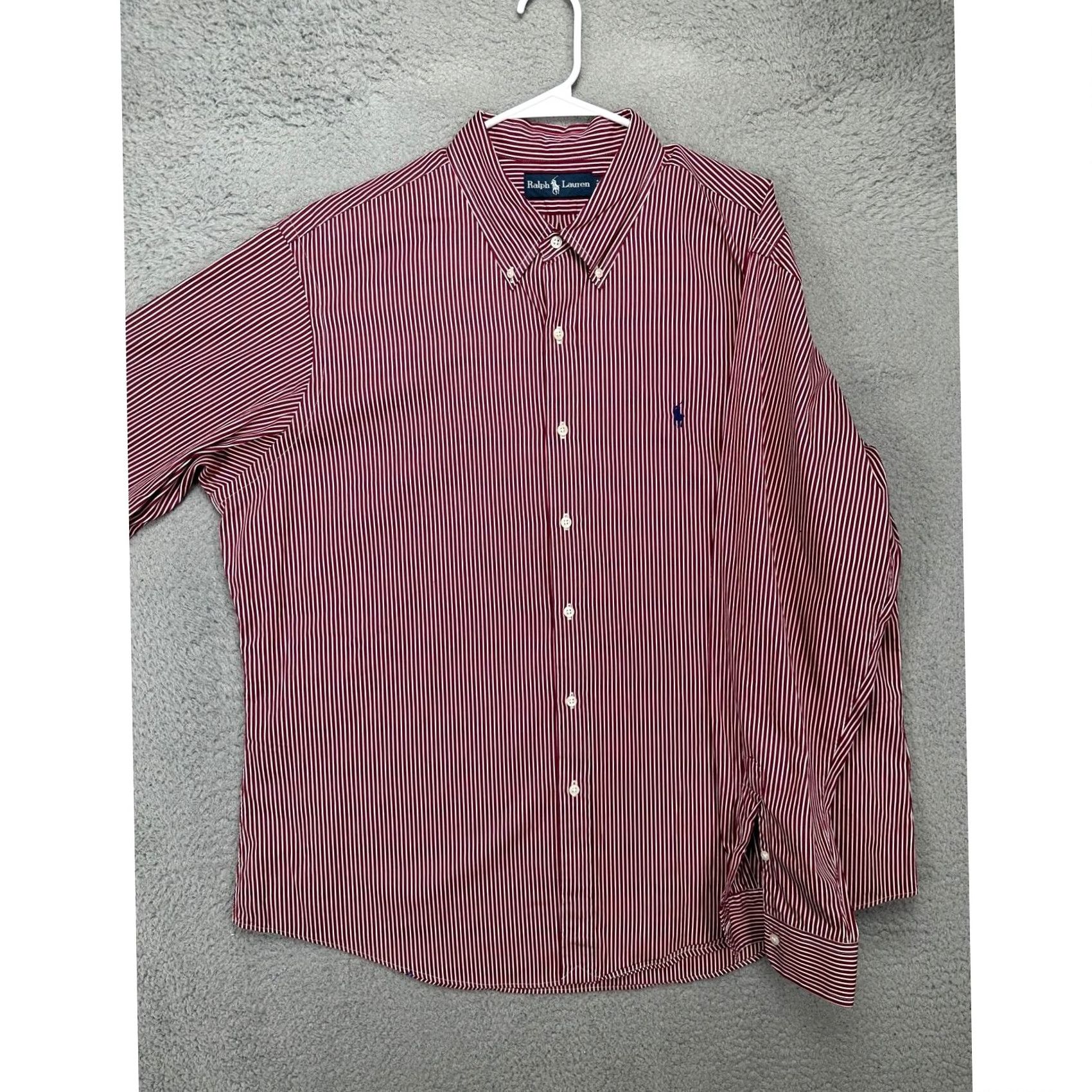 Ralph Lauren Ralph Lauren Button-Down Shirt Adult 2XL Red White Hairline Stripe Pony Mens Size US XXL / EU 58 / 5 - 3 Thumbnail