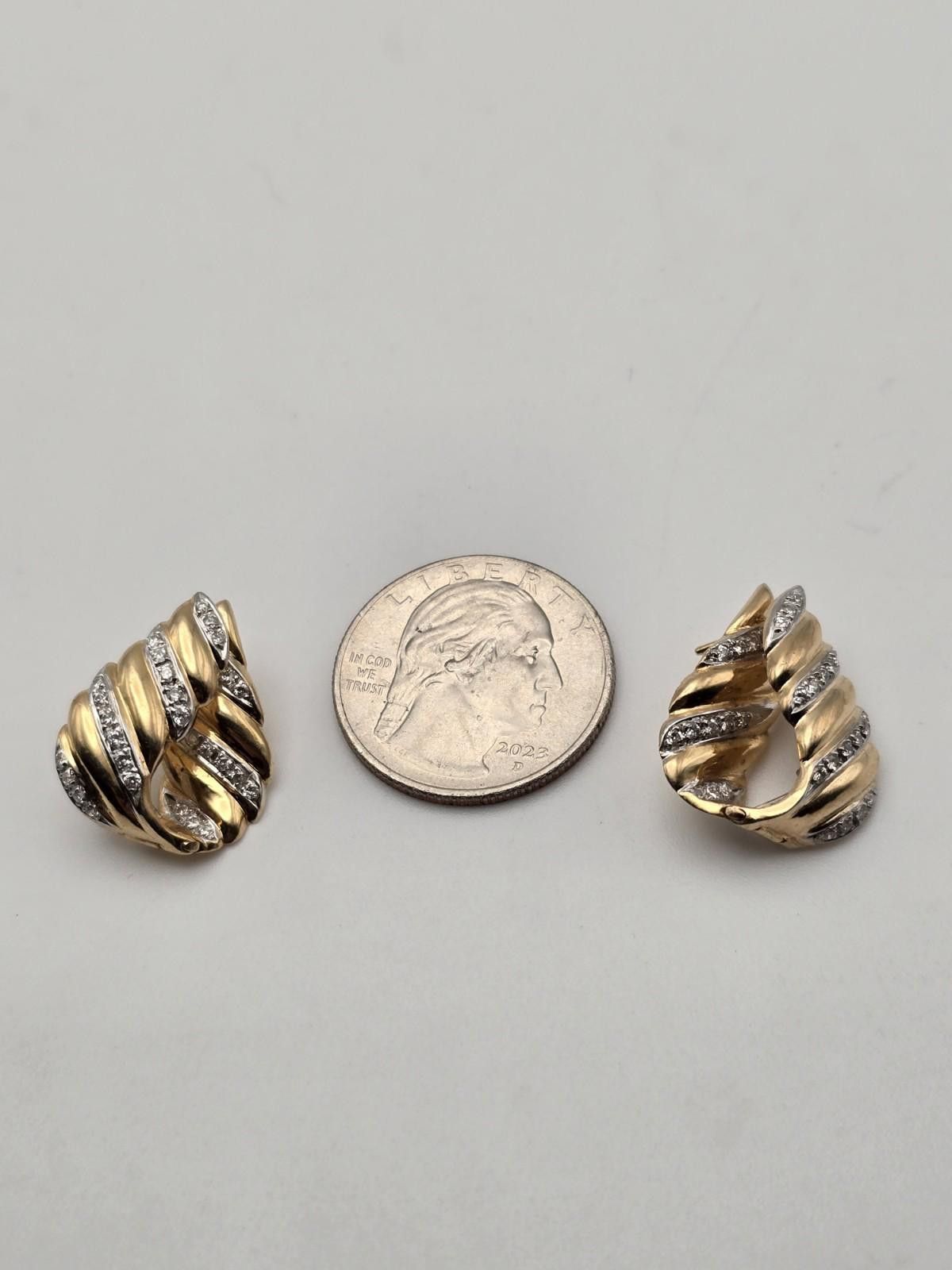 The Unbranded Brand Vintage 14k Yellow Gold Diamond Clip-On Earrings Hinged Size ONE SIZE - 6 Thumbnail