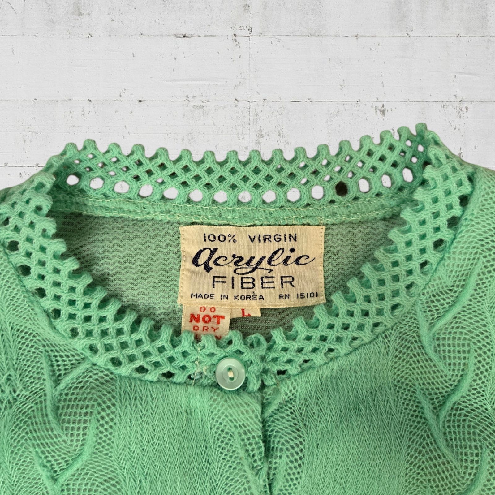 Vintage 60s Vintage Green Acrylic Cardigan Size Large Size L / US 10 / IT 46 - 7 Thumbnail