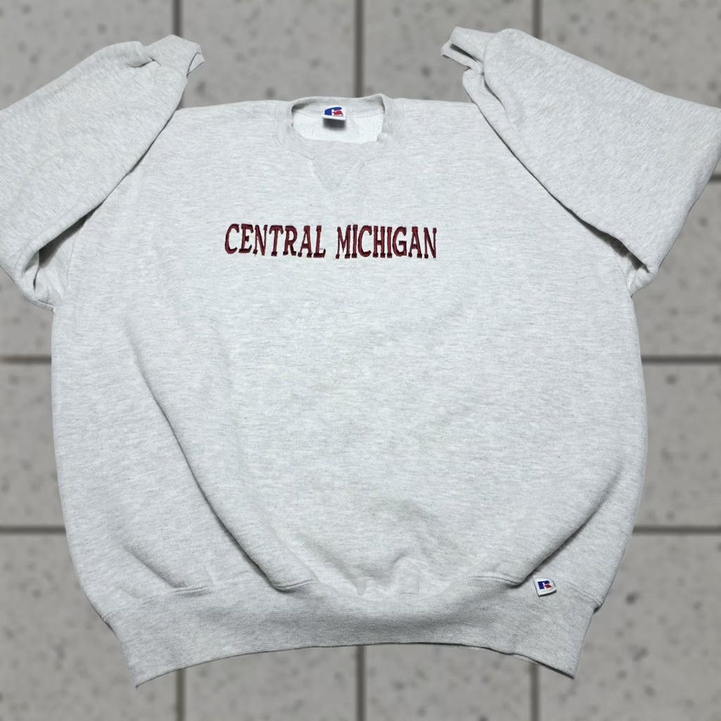 Russell Athletic VINTAGE Russell Athletic Central Michigan Chippewas Sweatshirt XL Crewneck USA Made Gray Cotton Blend Size US XL / EU 56 / 4 - 1 Thumbnail