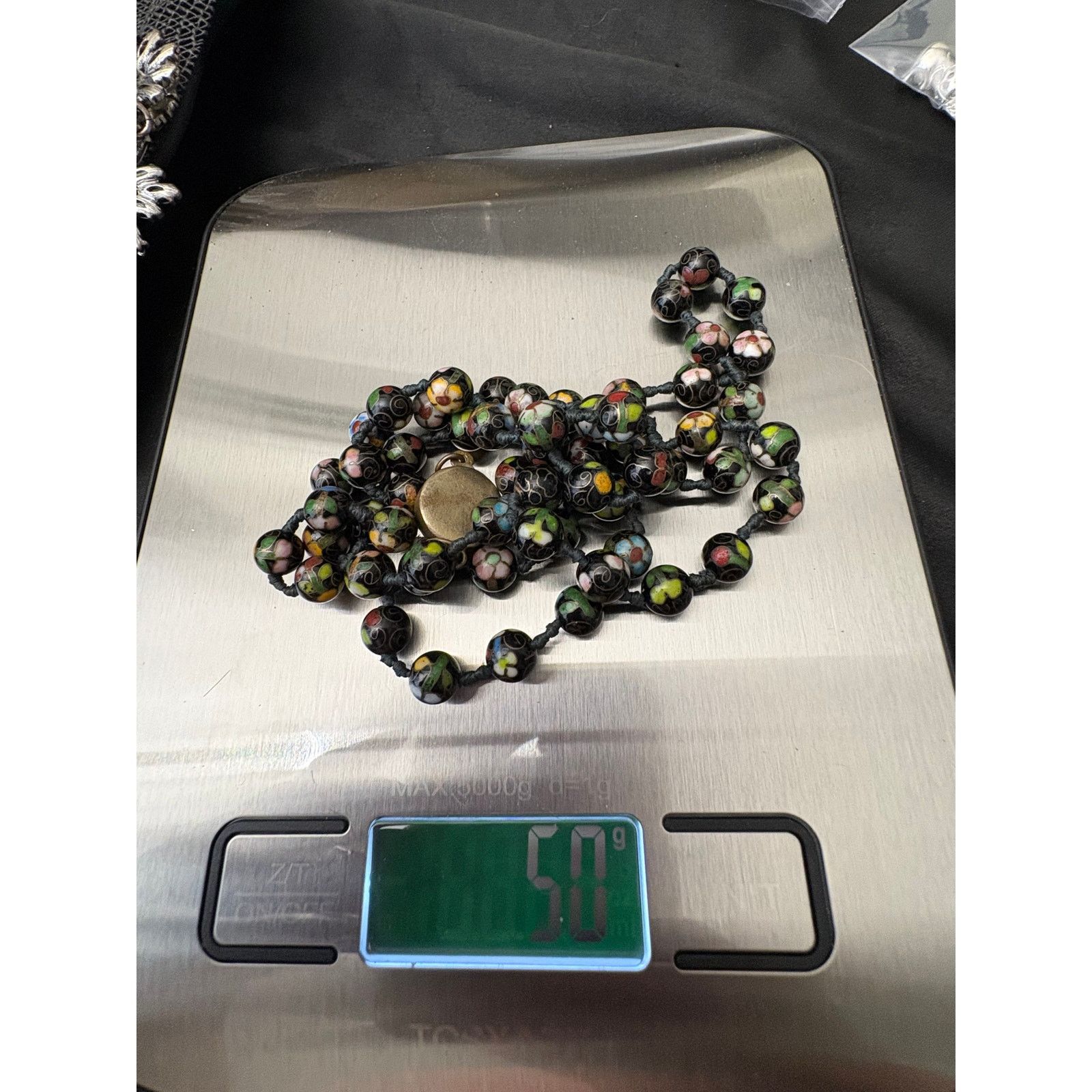 Other Vintage Chinese Cloisonne Necklace 30in Knotted Silk 8mm Size 30 - 12 Thumbnail