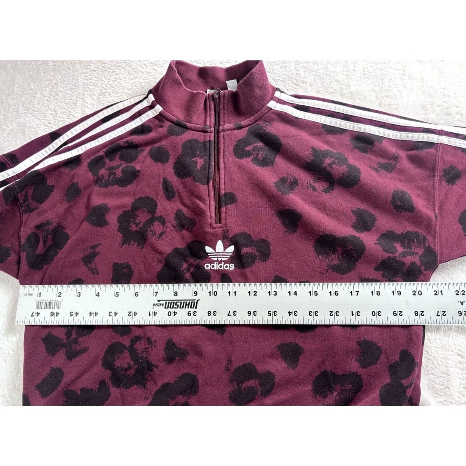 Adidas Adidas Originals Womens Bellista Allover Print Sweatshirt Pullover Small Burgundy Size S / US 4 / IT 40 - 5 Thumbnail