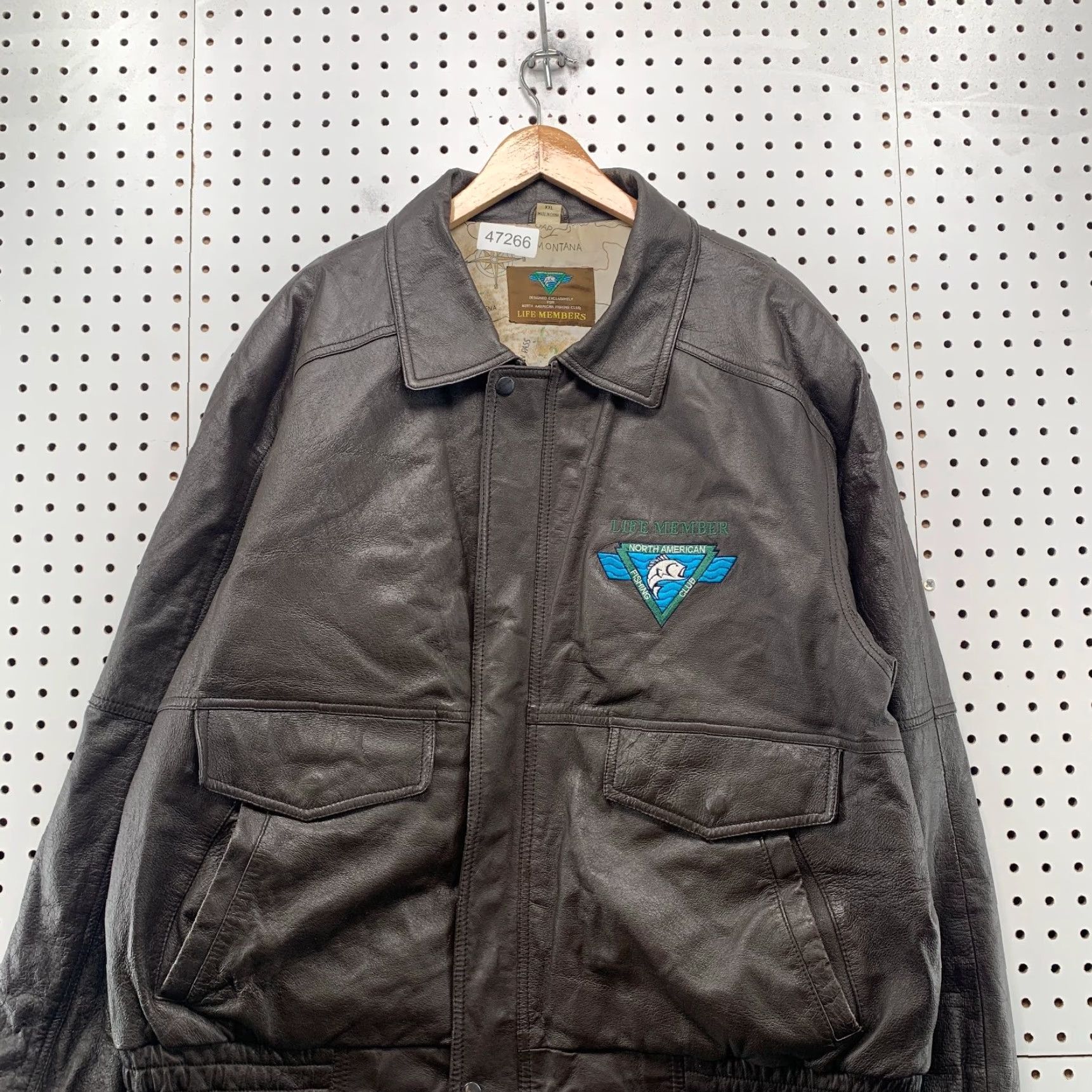 Vintage VINTAGE Life Members Bomber Jacket Mens 2XL Brown River Map Liner Jacket Size US XXL / EU 58 / 5 - 5 Thumbnail