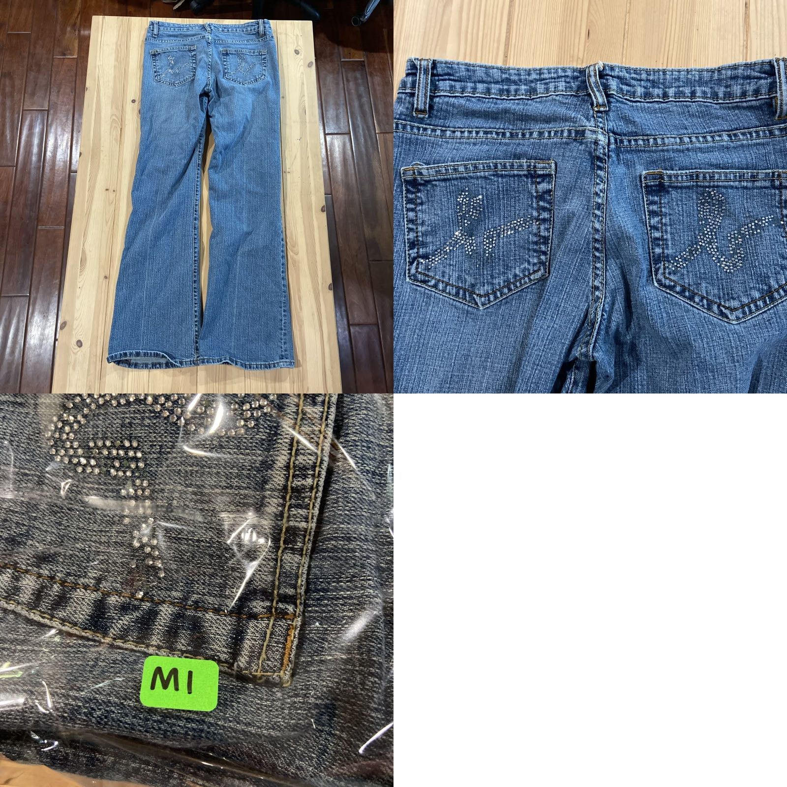 Bebe VINTAGE bebe jeans Women's Jeans Flared 30 Medium Wash Blue USA Y2K Bedazzled 5-Pocket Denim Regular Womens Size 30" / US 8 / IT 44 - 8 Thumbnail