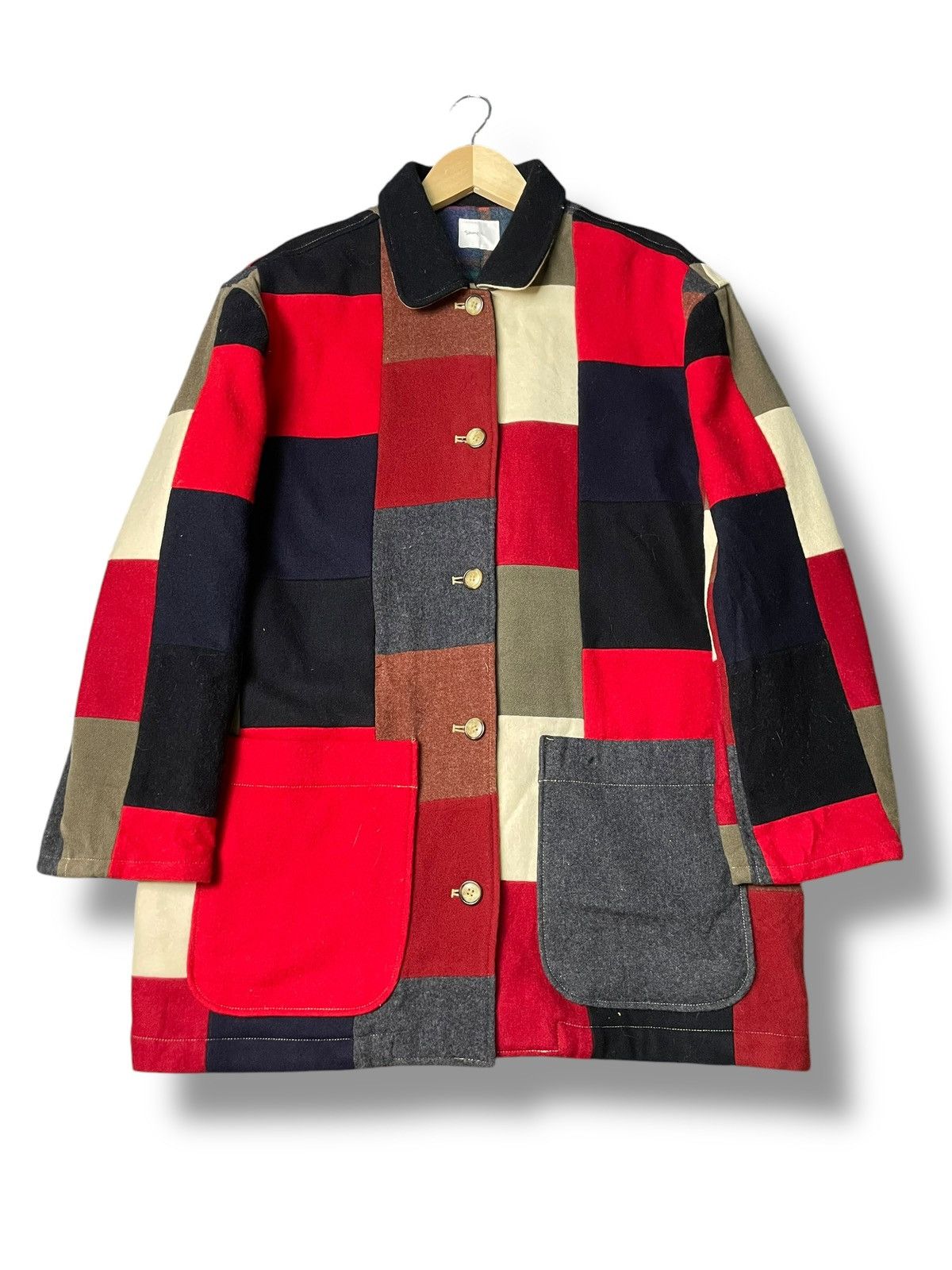Japanese Brand × Vintage SAMPLE Brand Colour-Block Wool Jacket (74) Size US S / EU 44-46 / 1 - 1 Thumbnail