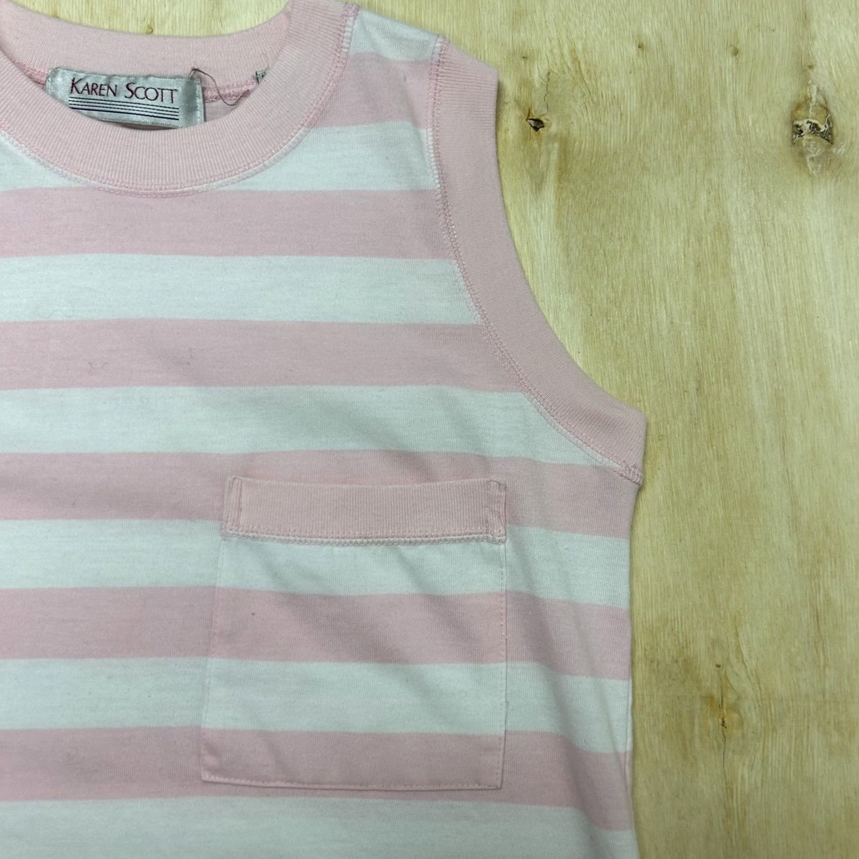 Vintage VINTAGE Karen Scott Tank Top Womens Med Pink White Striped Pocket Hong Kong Size M / US 6-8 / IT 42-44 - 2 Thumbnail