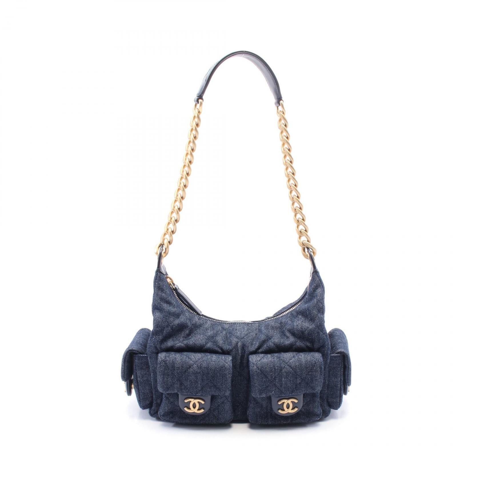 Chanel Chanel Matelasse Large Hobo Bag Chain Shoulder Denim Indigo Blue Gold Hardware Size ONE SIZE - 1 Thumbnail