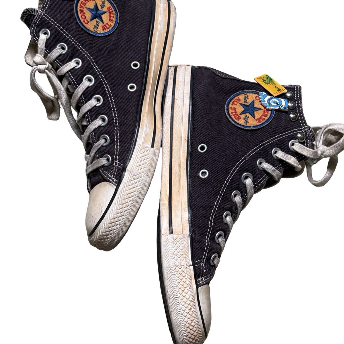 Converse Vintage Y2K Converse High Faded Black Back Zipper Studs Pin Size US 7 / EU 40 - 4 Thumbnail