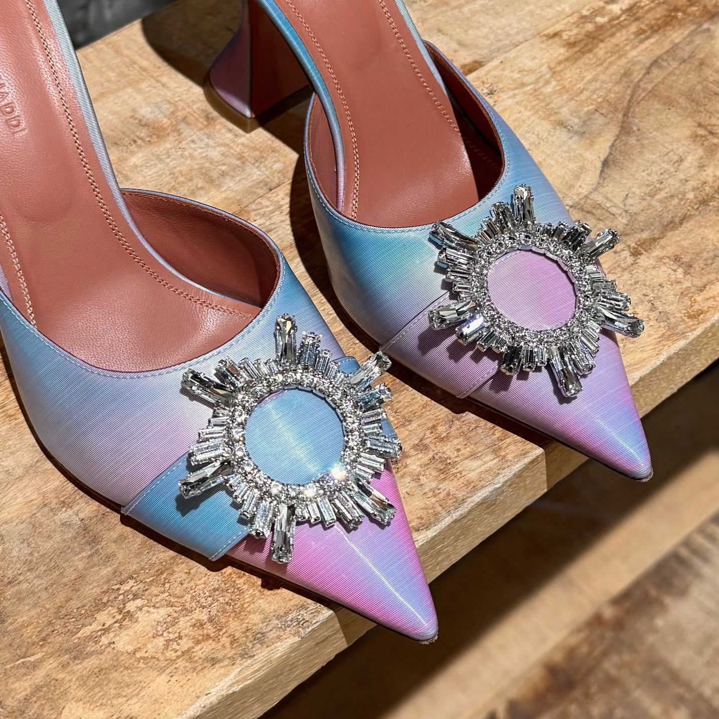 Amina Muaddi Amina Muaddi Begum Iridescent Heeled Mules Size US 7.5 / IT 37.5 - 4 Thumbnail