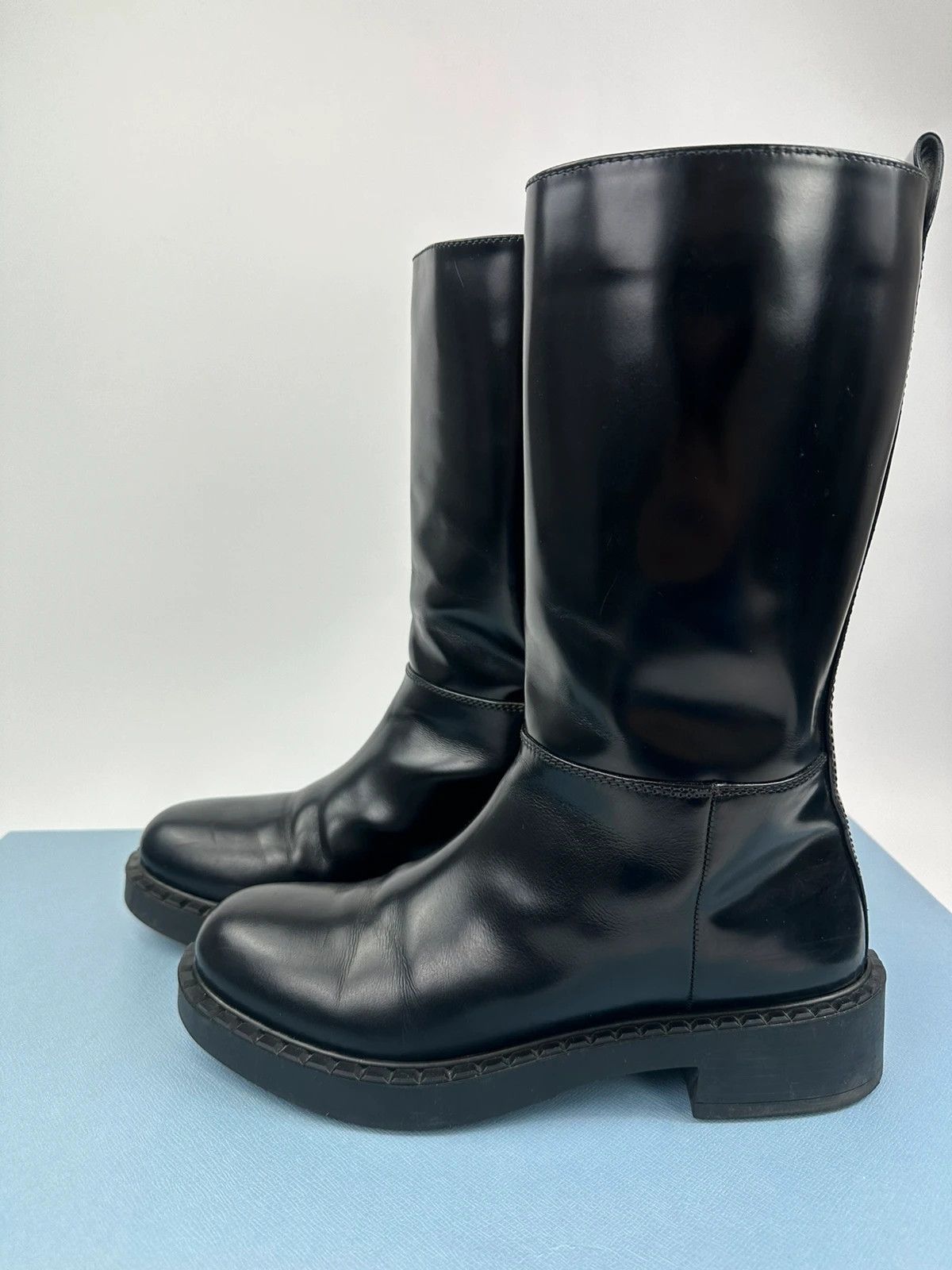Prada Prada FW2021 Calf Leather Black Boots Vernis Patent Size US 8 / EU 41 - 3 Thumbnail