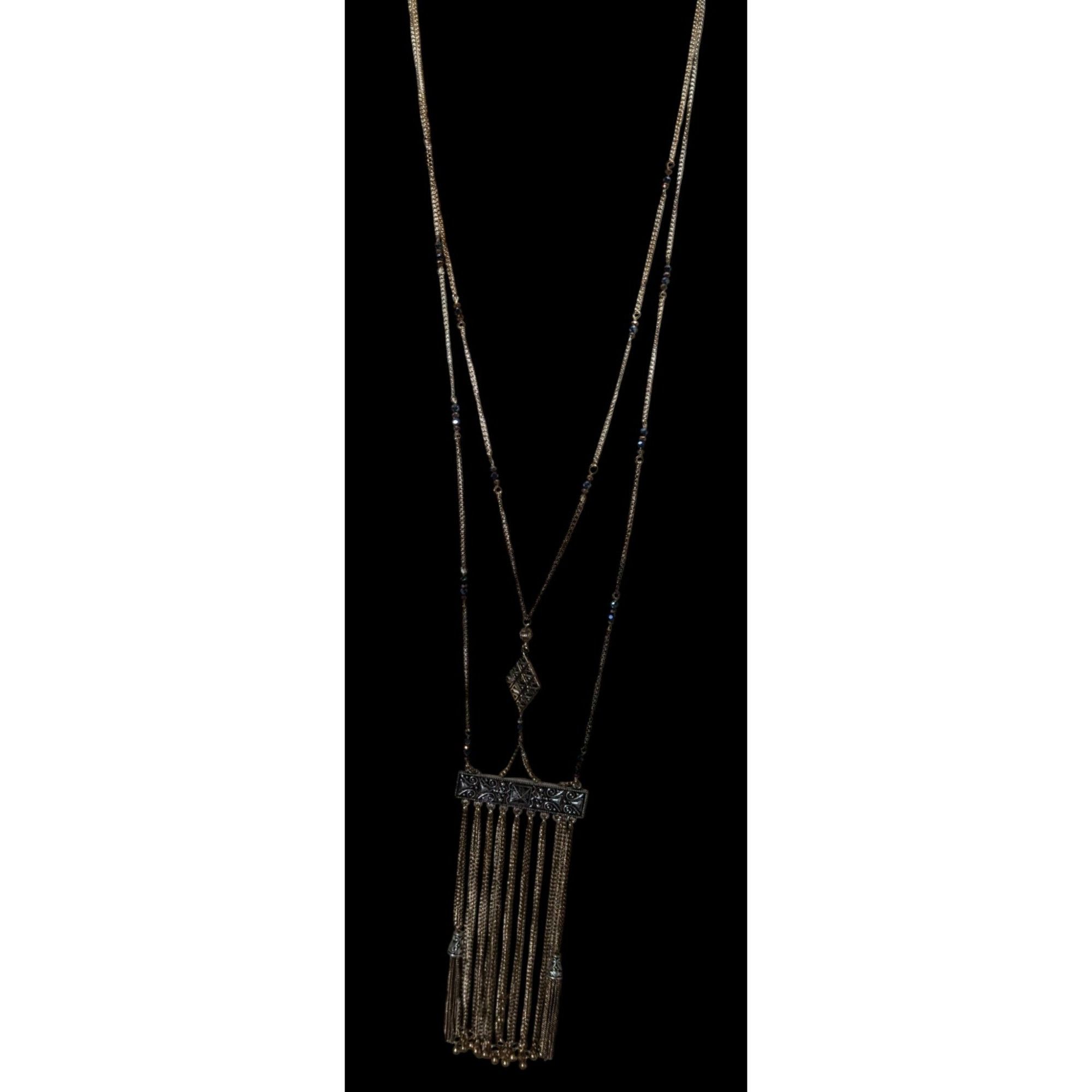 Other Vintage Bohemian Long Fringe Necklace With Intricate Metalwo Size ONE SIZE - 5 Thumbnail